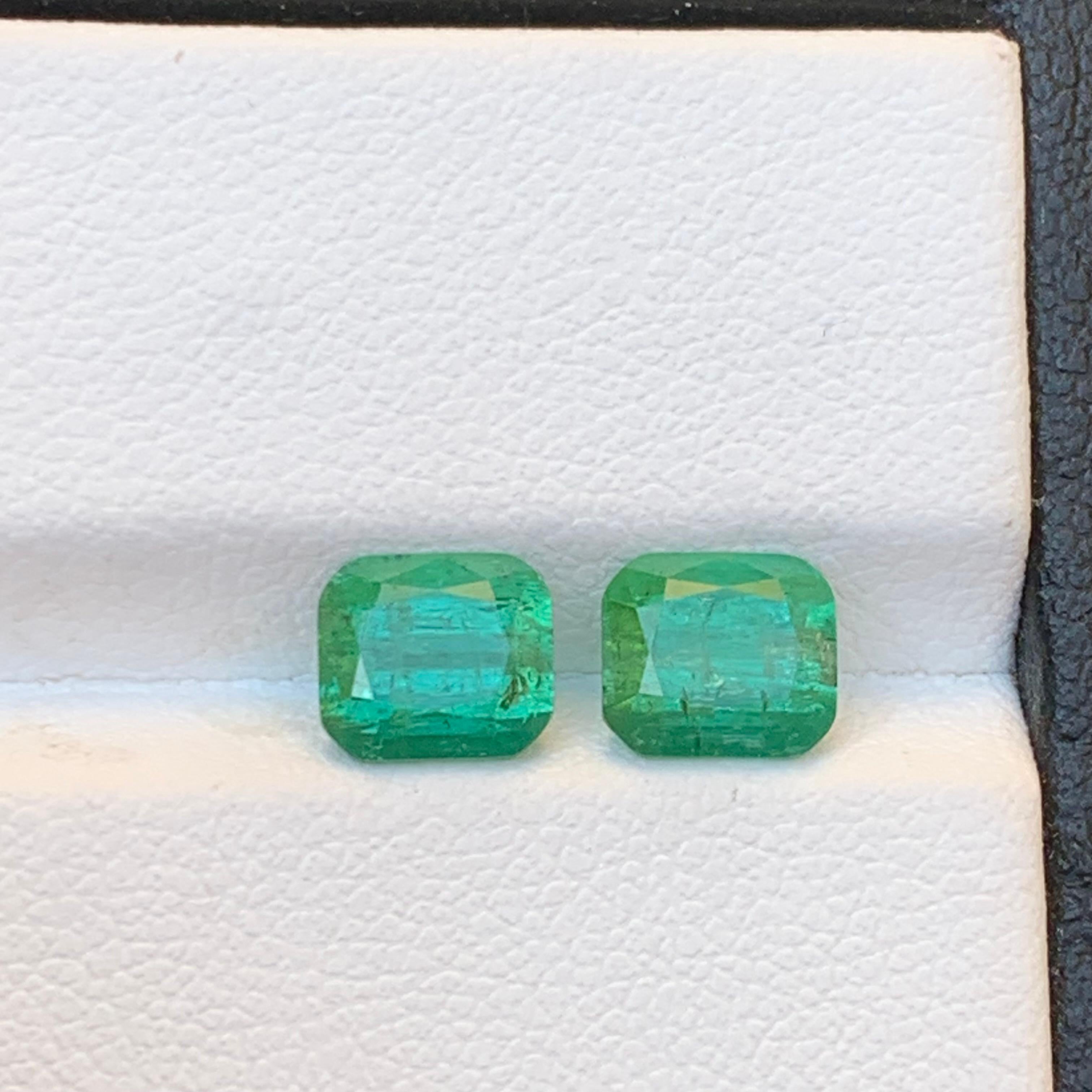 Bluish Hue Green Natural Tourmaline Earring Loose Gemstones Pair 3.05 Ct-Jewelry In New Condition For Sale In Peshawar, PK