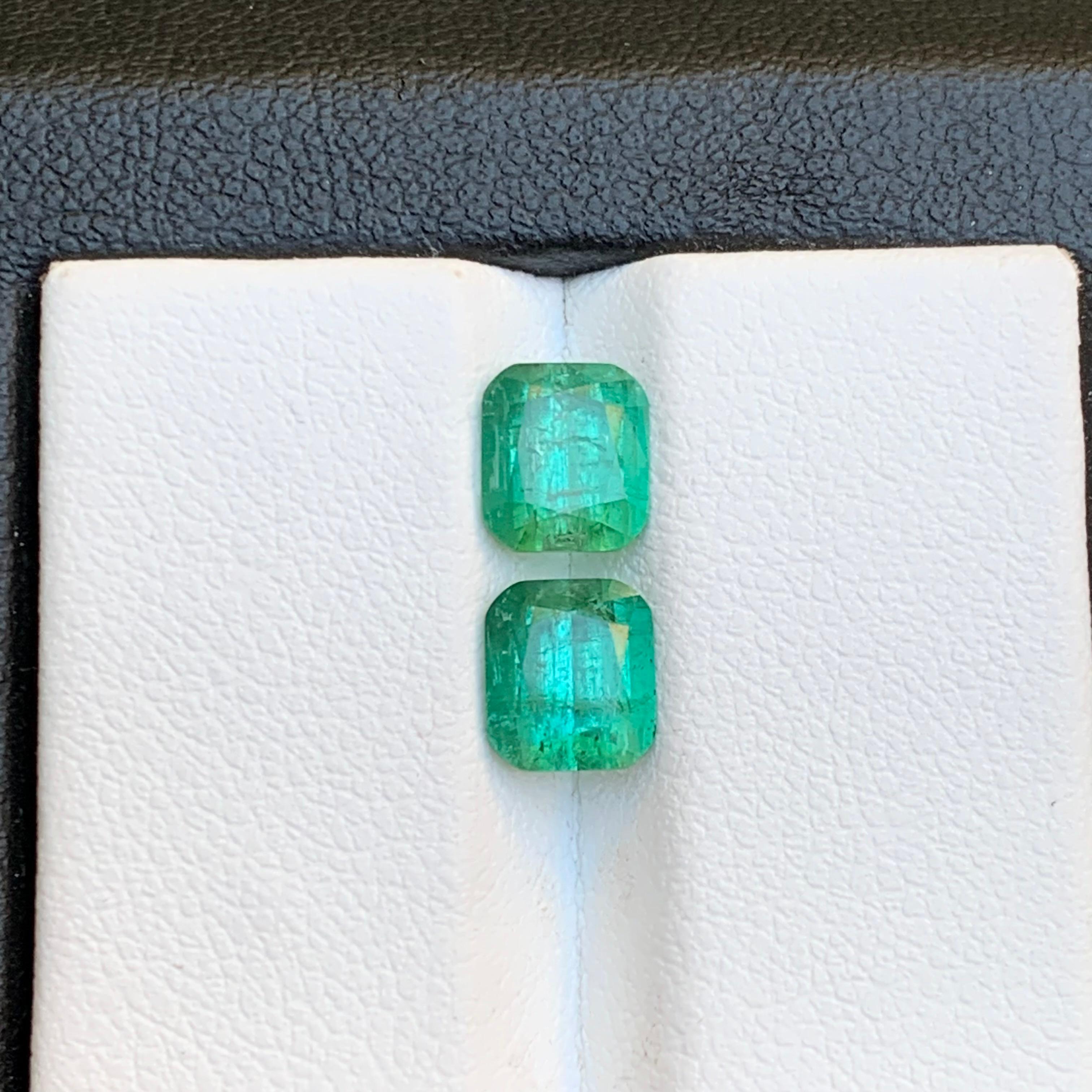 Bluish Hue Green Natural Tourmaline Earring Loose Gemstones Pair 3.05 Ct-Jewelry For Sale 1