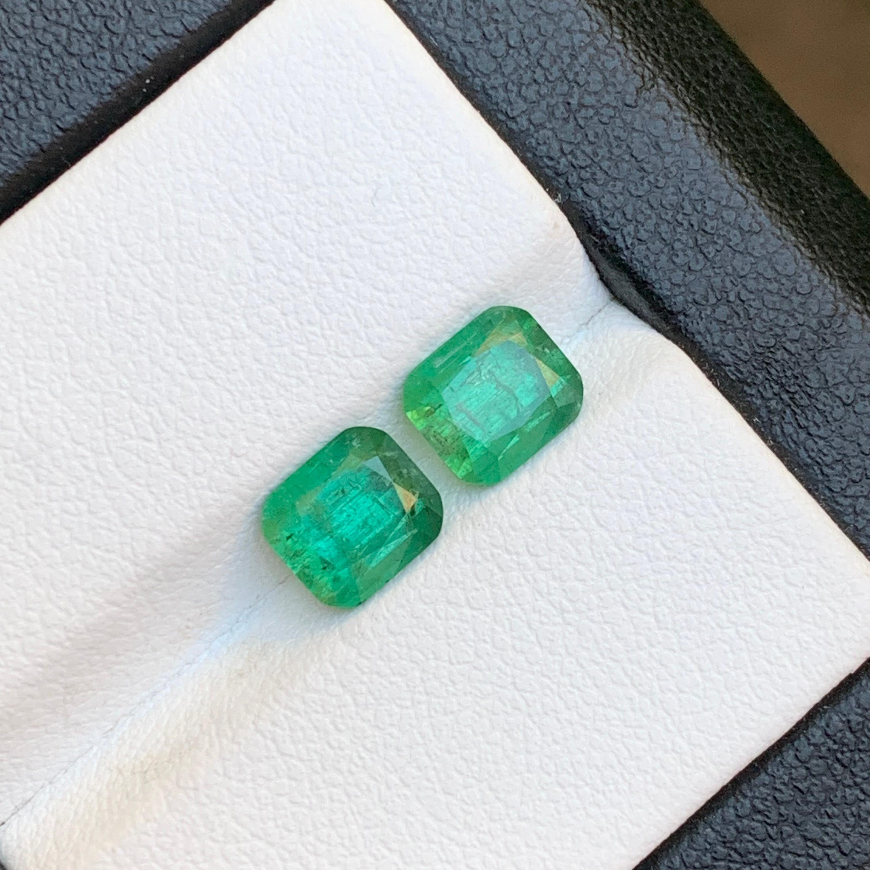 Bluish Hue Green Natural Tourmaline Earring Loose Gemstones Pair 3.05 Ct-Jewelry For Sale 2