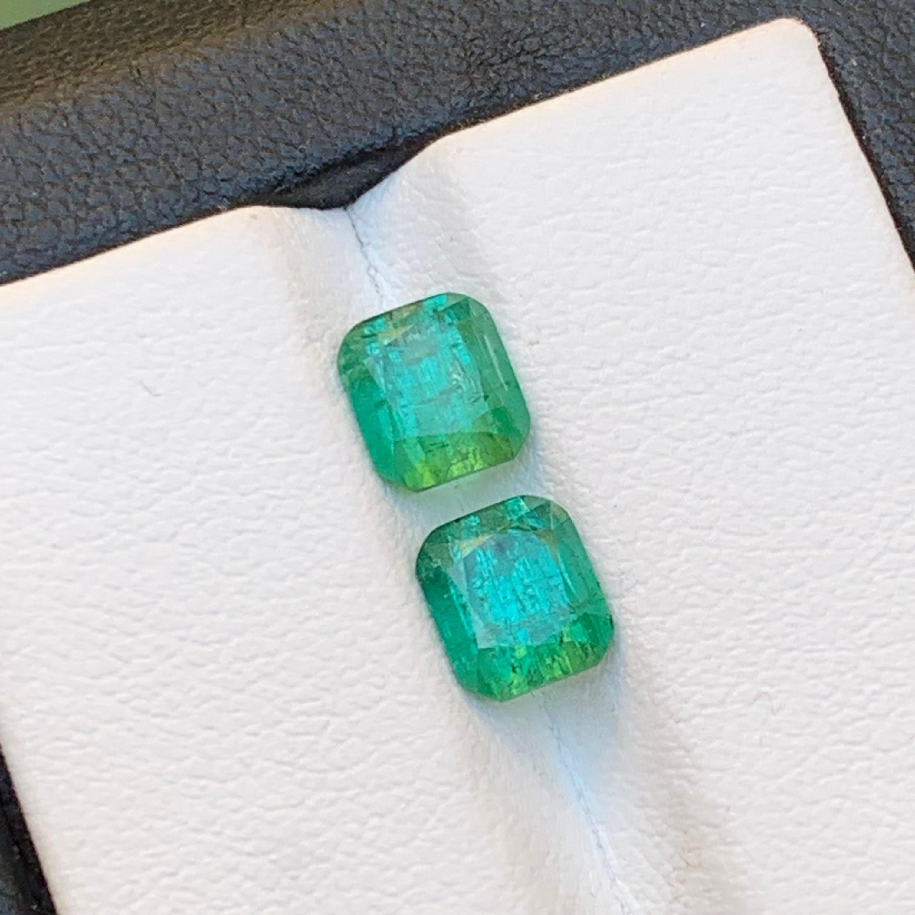 Bluish Hue Green Natural Tourmaline Earring Loose Gemstones Pair 3.05 Ct-Jewelry For Sale 3
