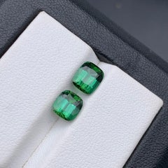 Bluish Hue Green Natural Tourmaline Earrings Loose Gemstones 2.90 Ct Cushion Cut
