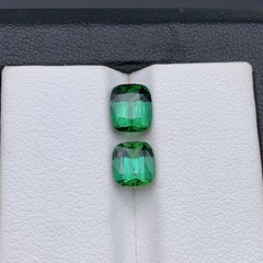 Bluish Hue Green Natural Tourmaline Earrings Loose Gemstones 2.90 Ct Cushion Cut