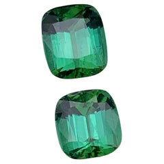 Pendientes de turmalina natural verde azulada Gemas sueltas 2,90 qt talla cojín