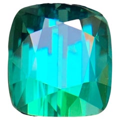 Bluish Hue Green Natural Tourmaline Loose Gemstone 4.35 Ct Cushion Cut for Ring