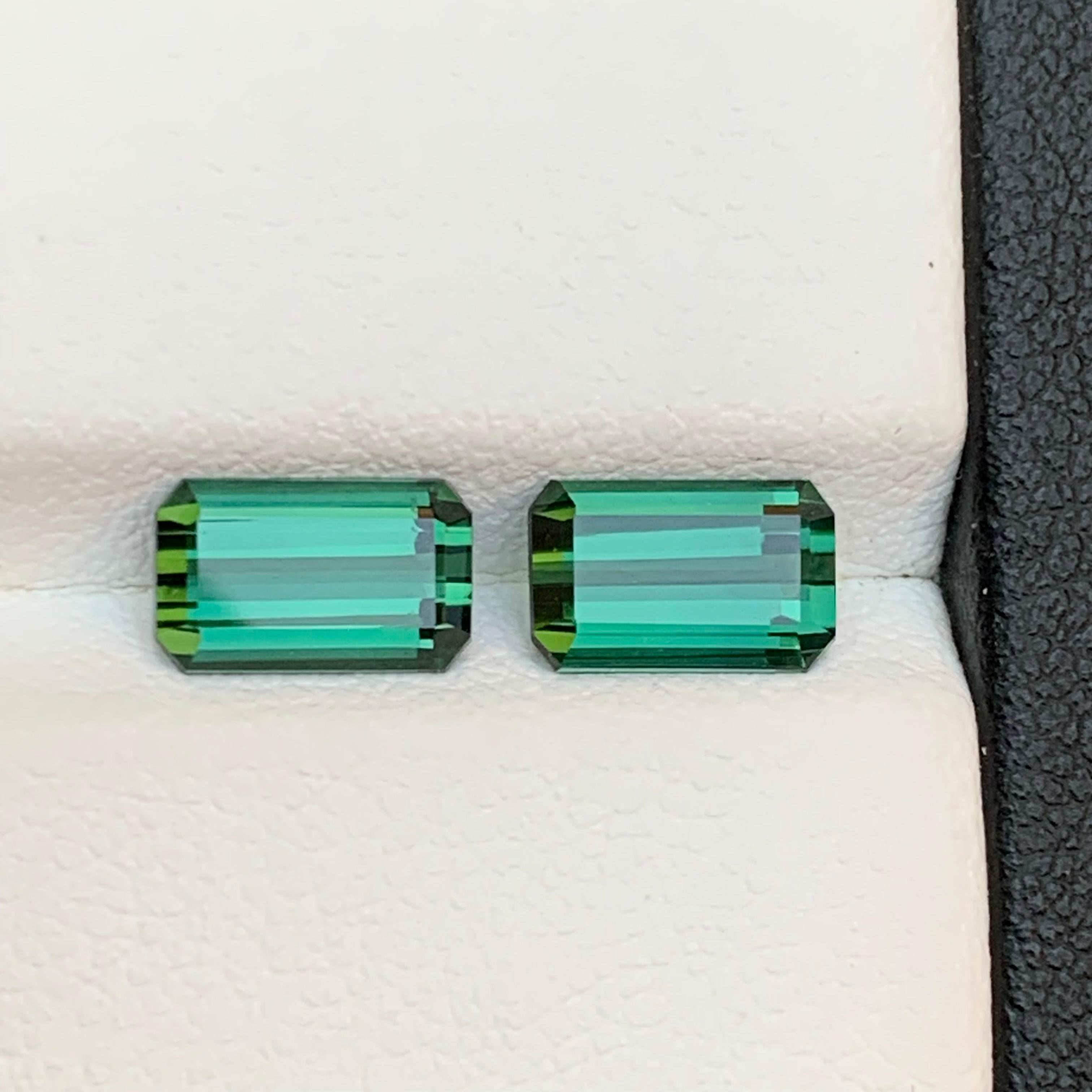 Bluish Hue Green Natural Tourmaline Loose Gemstones near to Pair 2.60 Ct-Jewelry For Sale 4