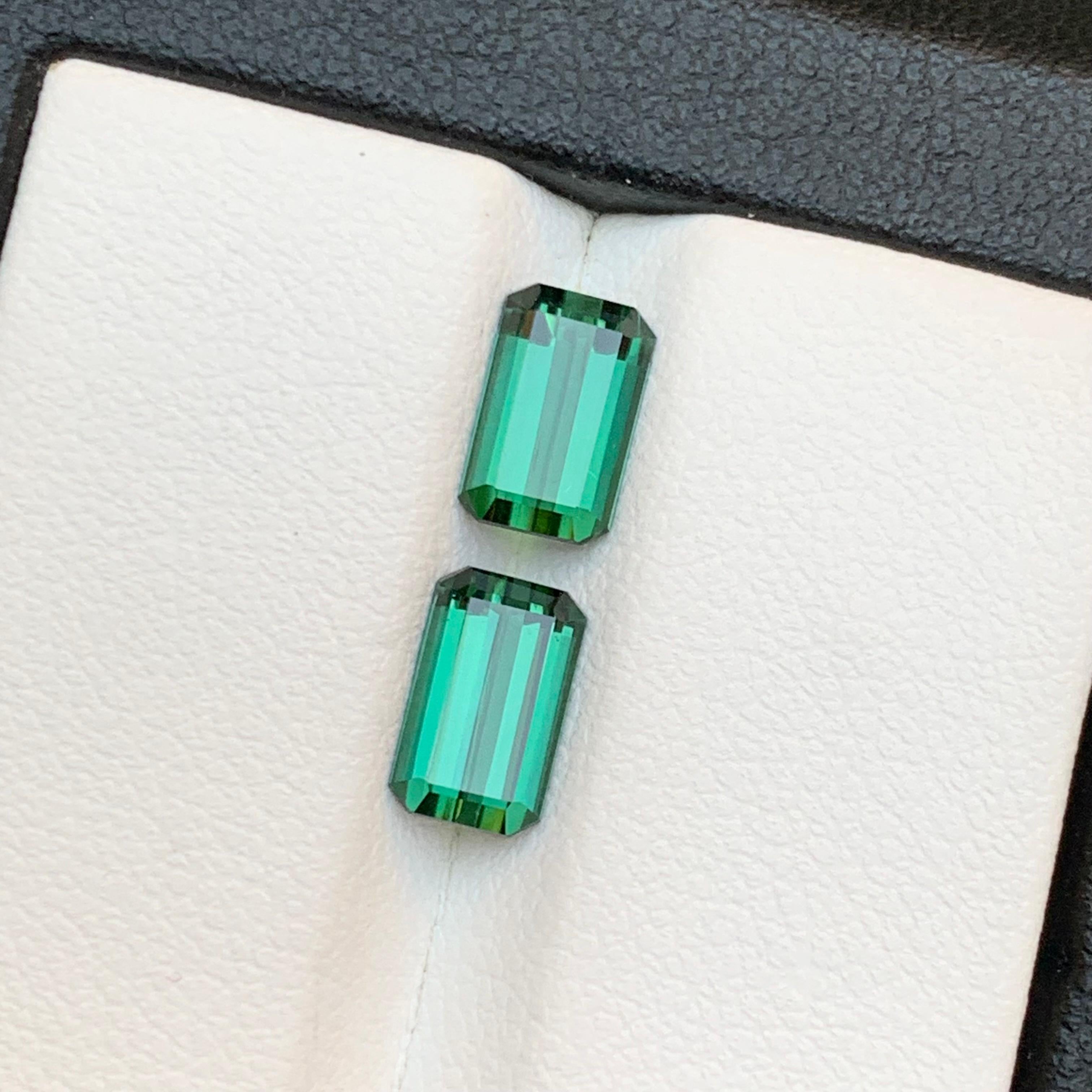 Bluish Hue Green Natural Tourmaline Loose Gemstones near to Pair 2.60 Ct-Jewelry For Sale 5