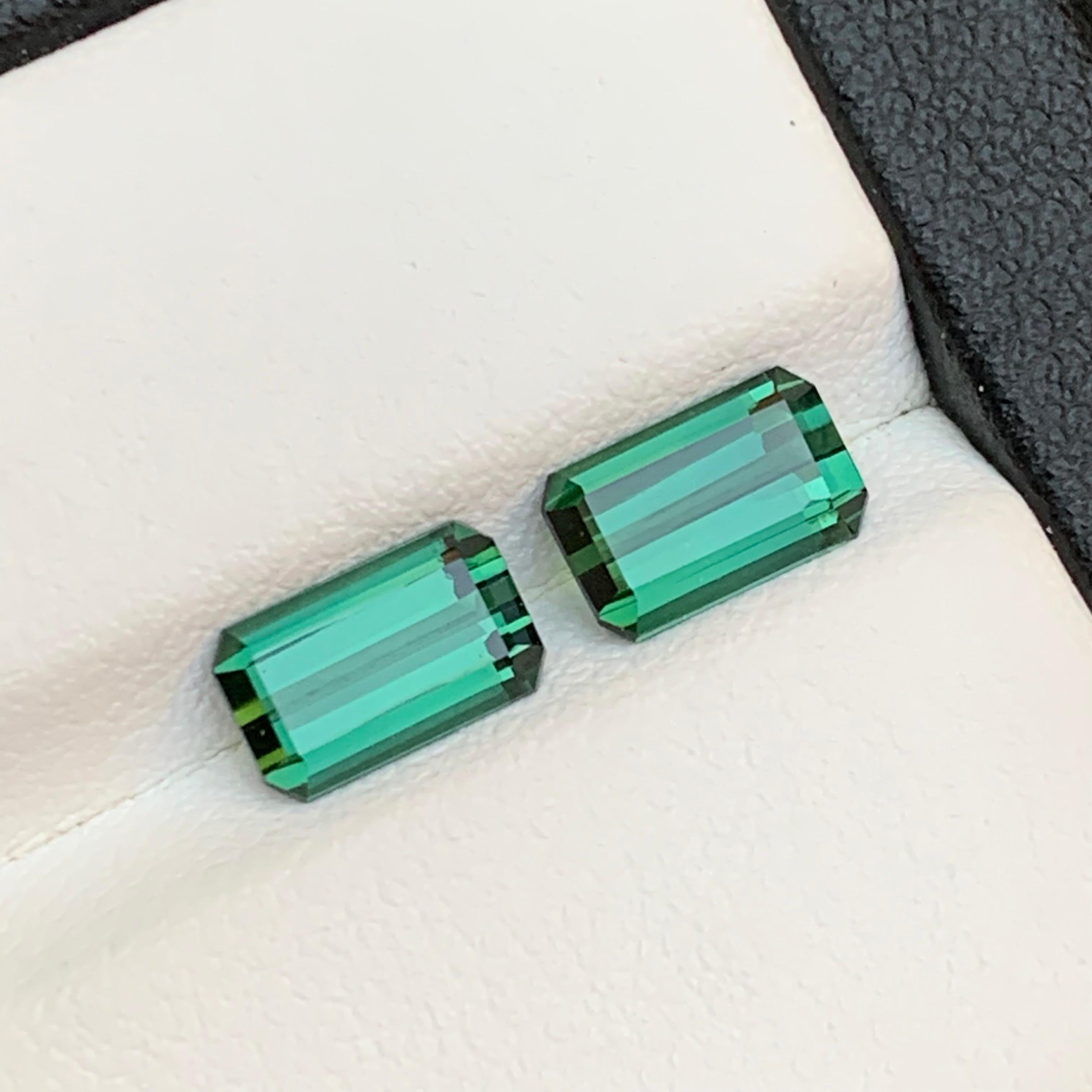 Bluish Hue Green Natural Tourmaline Loose Gemstones near to Pair 2.60 Ct-Jewelry For Sale 6