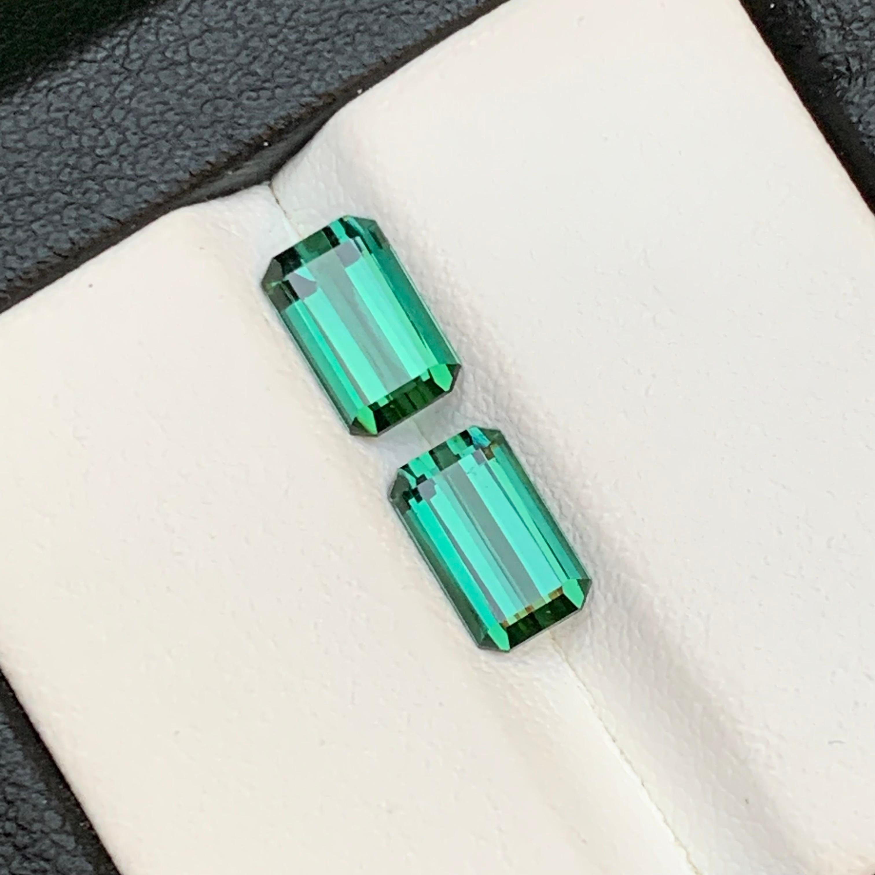 Bluish Hue Green Natural Tourmaline Loose Gemstones near to Pair 2.60 Ct-Jewelry For Sale 7
