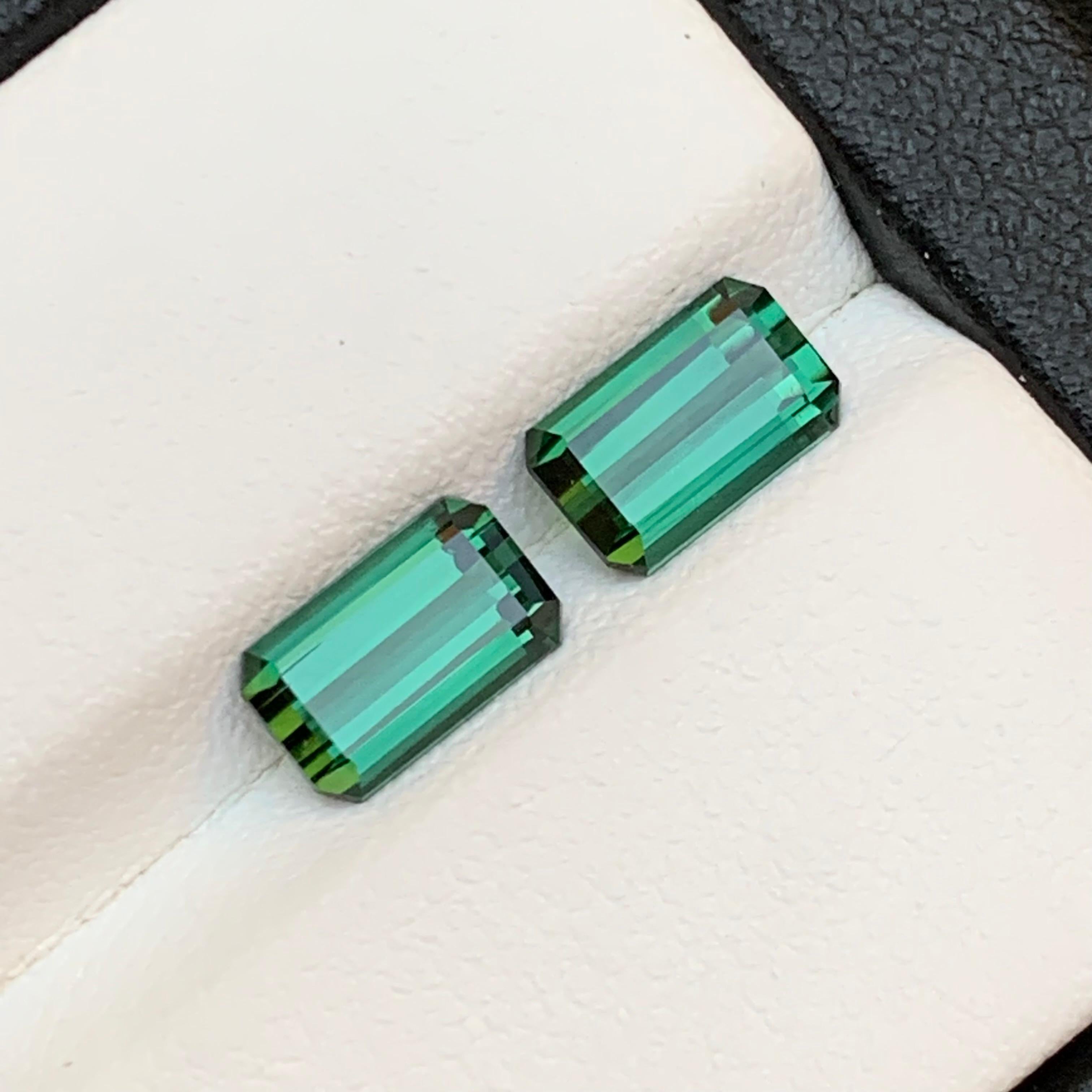 Bluish Hue Green Natural Tourmaline Loose Gemstones near to Pair 2.60 Ct-Jewelry For Sale 1