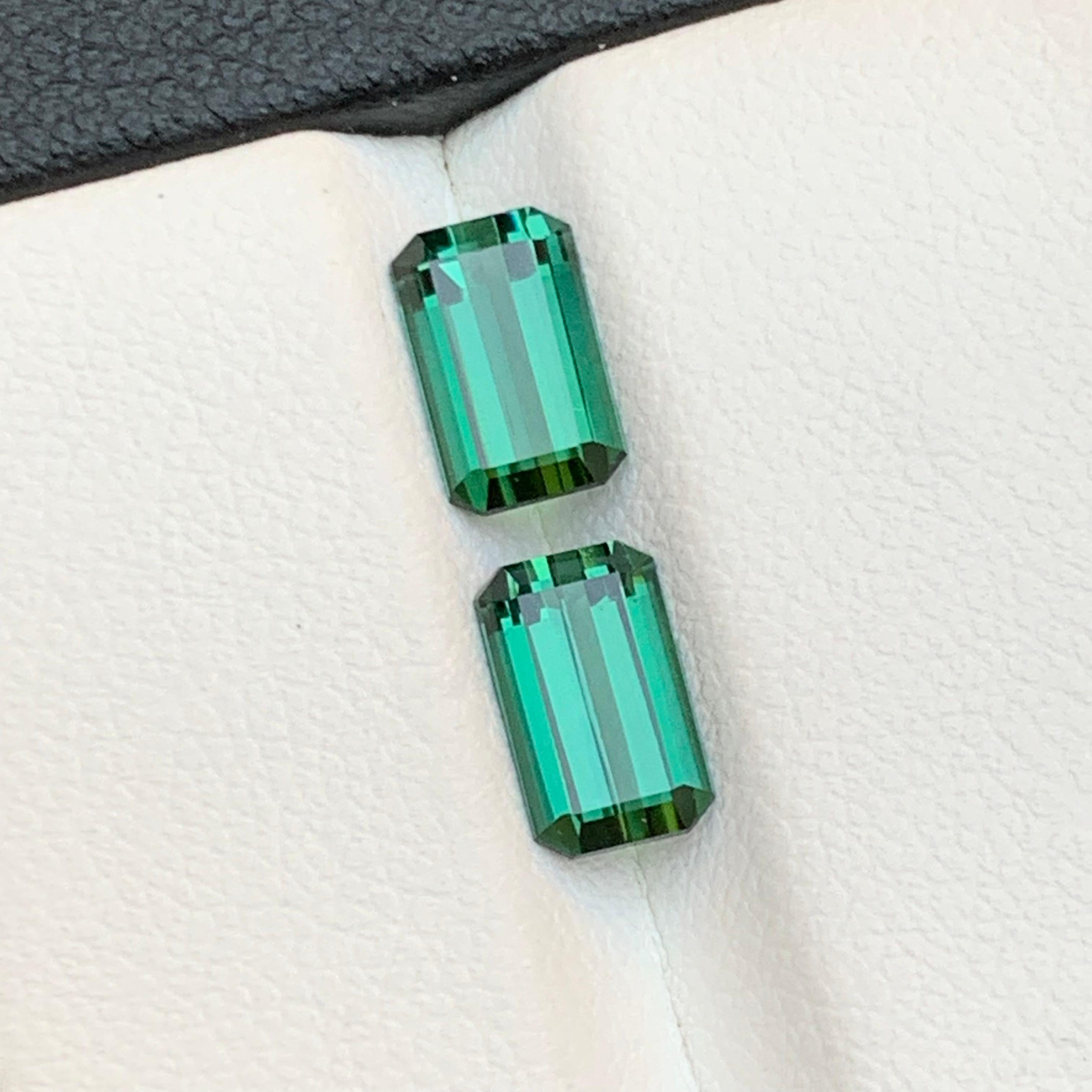 Bluish Hue Green Natural Tourmaline Loose Gemstones near to Pair 2.60 Ct-Jewelry For Sale 3
