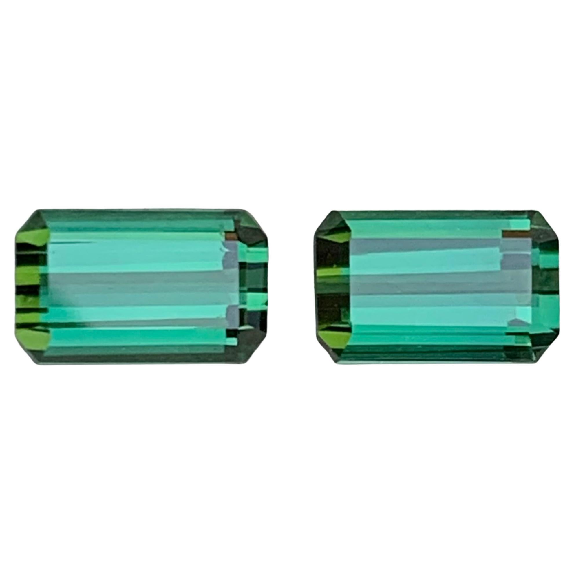 Bluish Hue Green Natural Tourmaline Loose Gemstones near to Pair 2.60 Ct-Jewelry For Sale