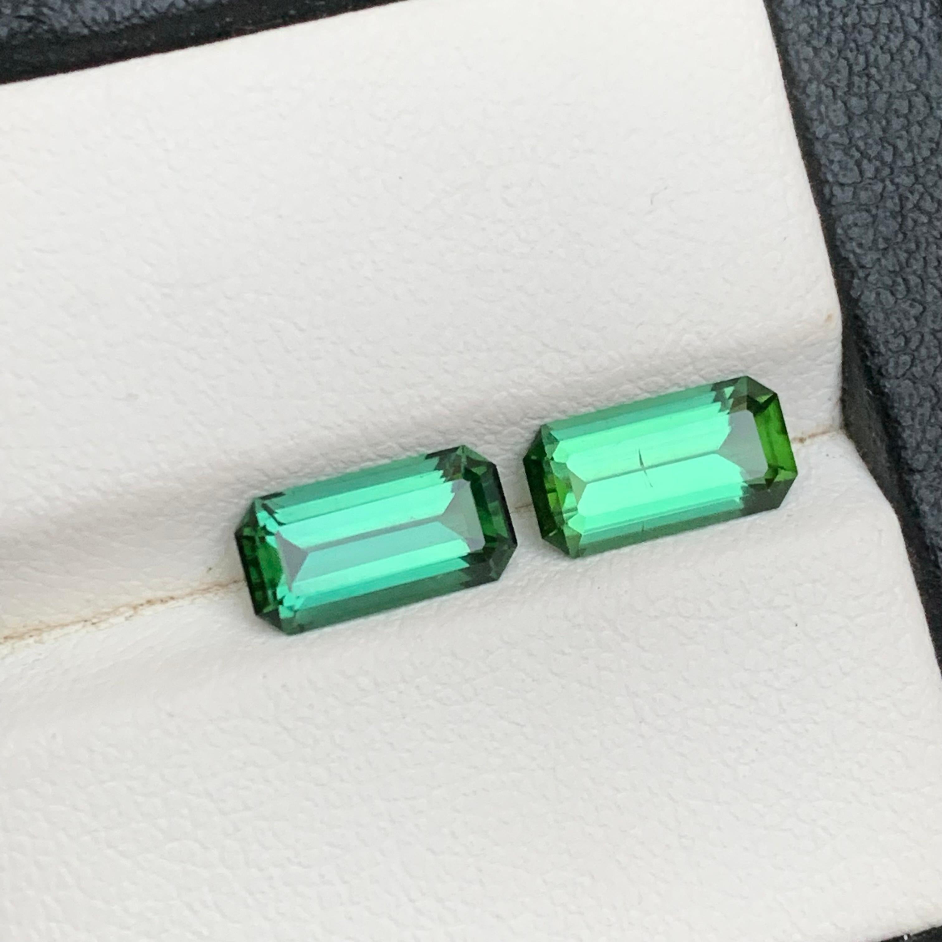 Tourmaline verte bleuâtre 2.8 ct Naturelle Paire de pierres précieuses pour boucles d'oreilles en vente 4