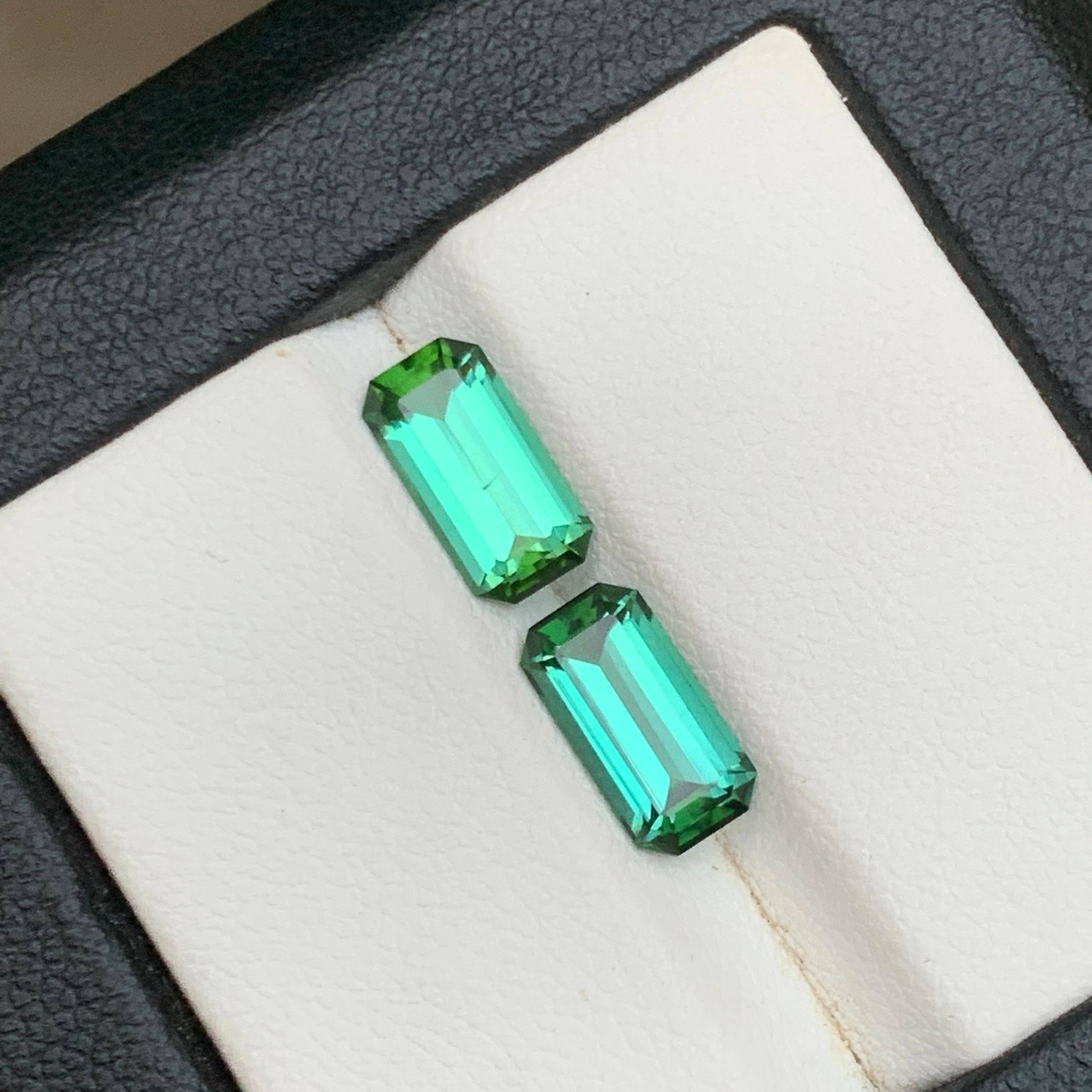 Tourmaline verte bleuâtre 2.8 ct Naturelle Paire de pierres précieuses pour boucles d'oreilles en vente 7