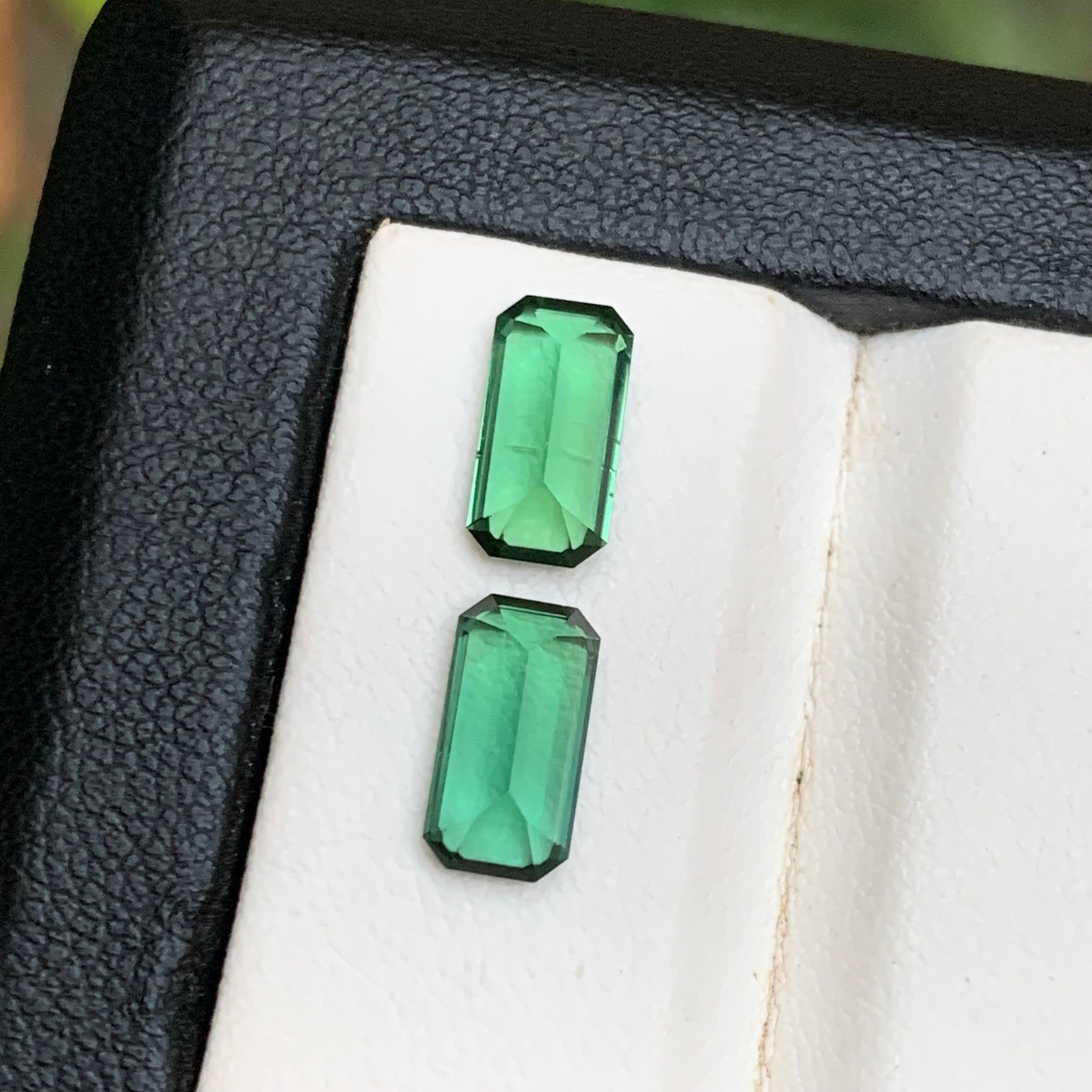 Tourmaline verte bleuâtre 2.8 ct Naturelle Paire de pierres précieuses pour boucles d'oreilles en vente 9