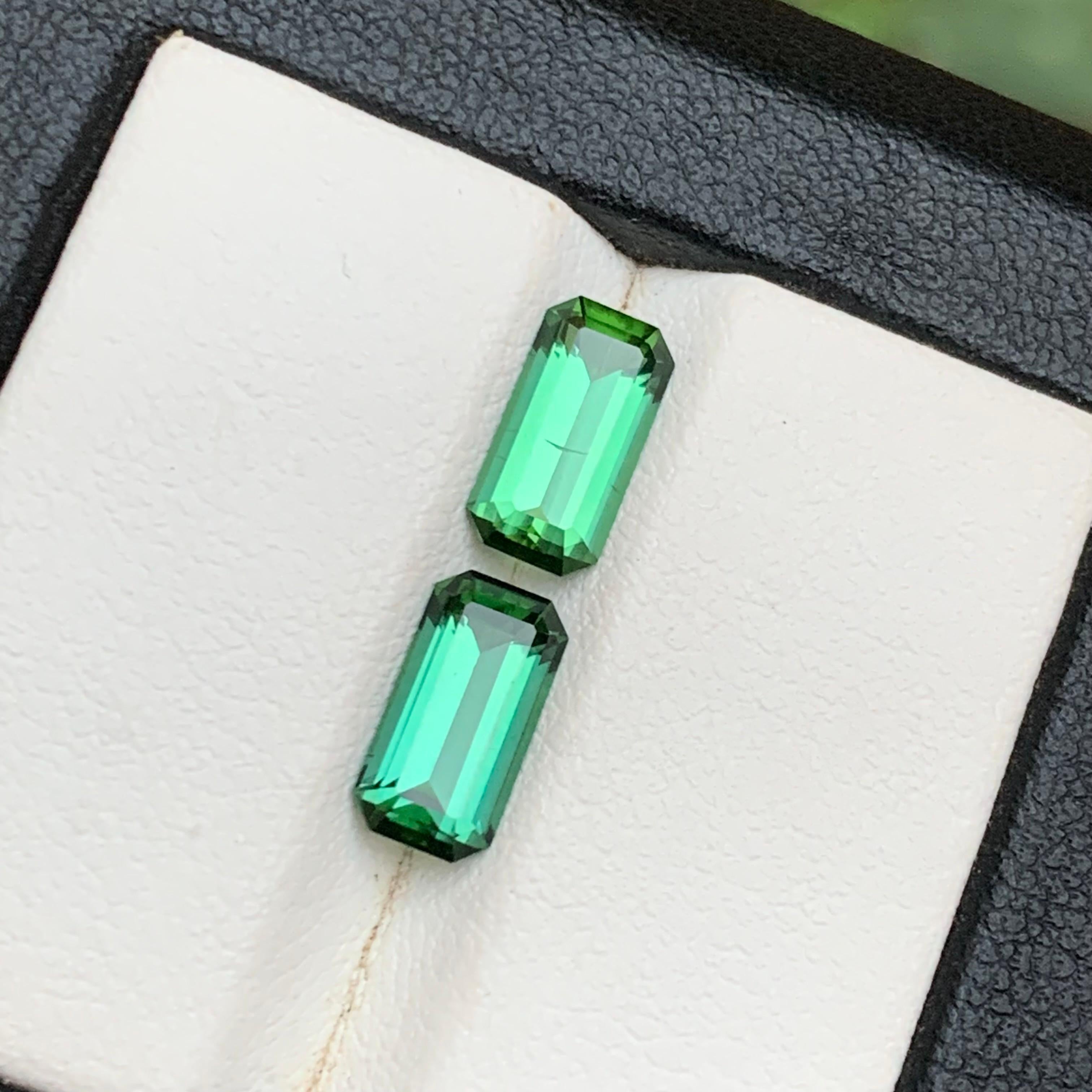 Tourmaline verte bleuâtre 2.8 ct Naturelle Paire de pierres précieuses pour boucles d'oreilles en vente 10