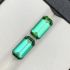 Bluish Hue Green Tourmaline 2.8 Ct Natural Loose Gemstones Pair for Earrings