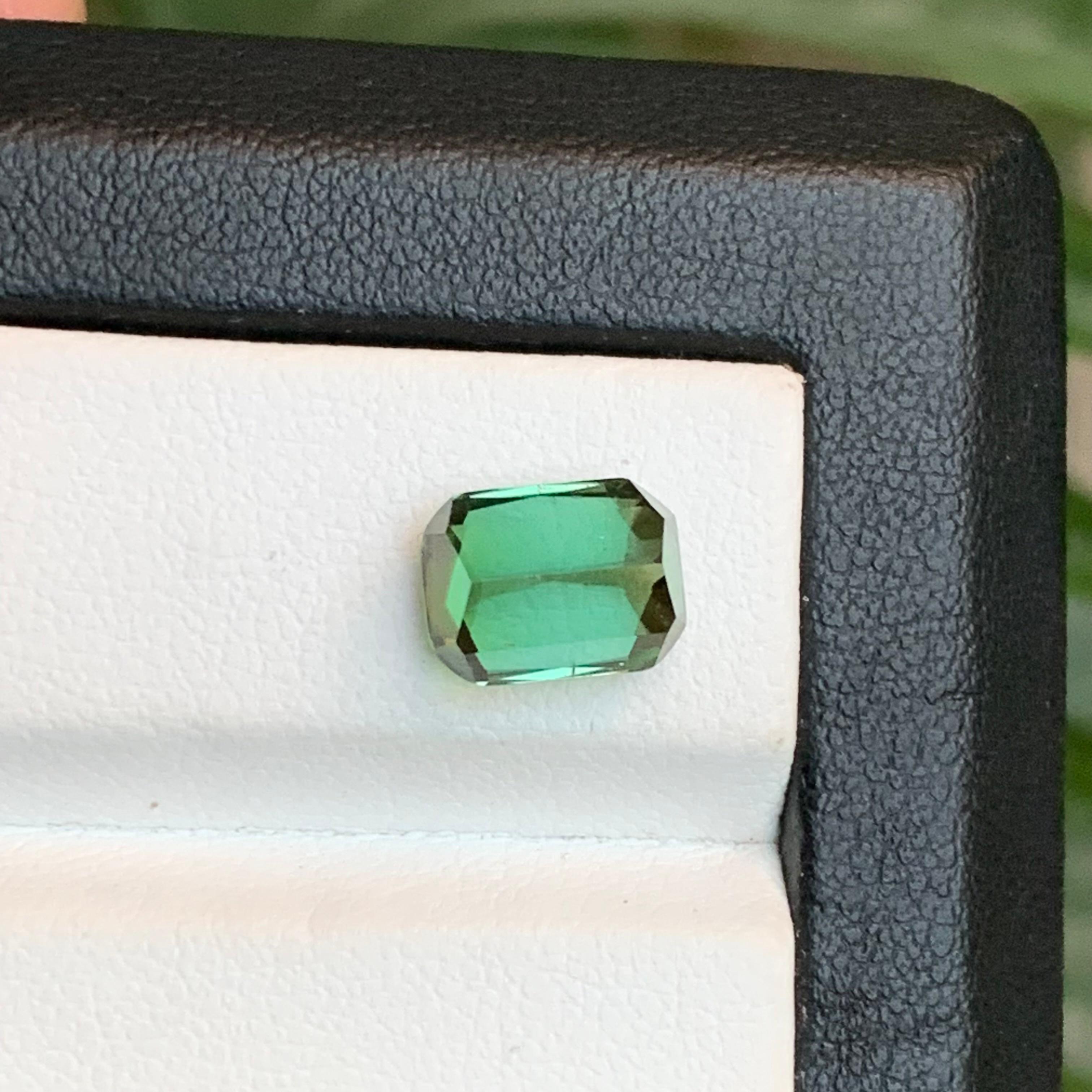 Cushion Cut Bluish Hue Light Green Natural Tourmaline Ring Loose Gemstone 3.85Ct for Jewelry For Sale
