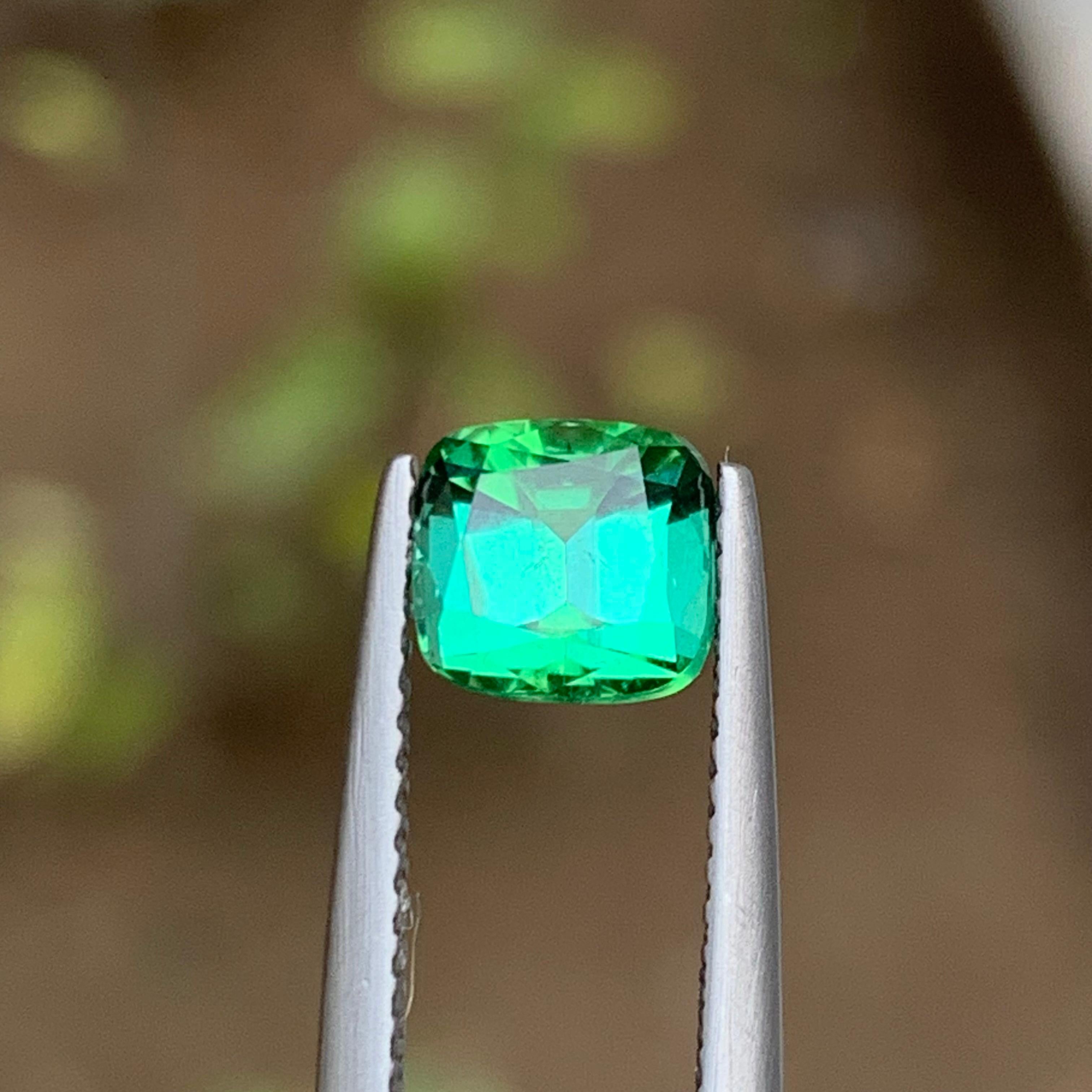 Bague en tourmaline naturelle vert lagon bleuté taille coussin de 1,40 carat en vente 3