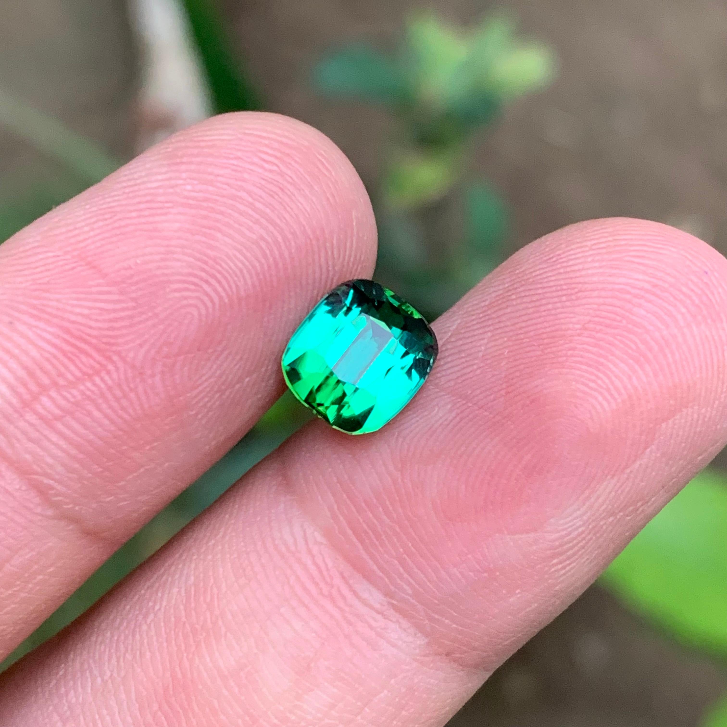 Bluish Lagoon Green Natural Tourmaline Loose Gemstone for Ring, or any other Jewelry Setting-Cushion Cut from Kunar, Afghanistan

💎 GEMSTONE TYPE: Tourmaline 
⚖️ WEIGHT:  3.30 Carats
🪚 SHAPE & CUT: Cushion Cut
📏 SIZE (MM): 8.51 x 7.80 x 6.36
🌈