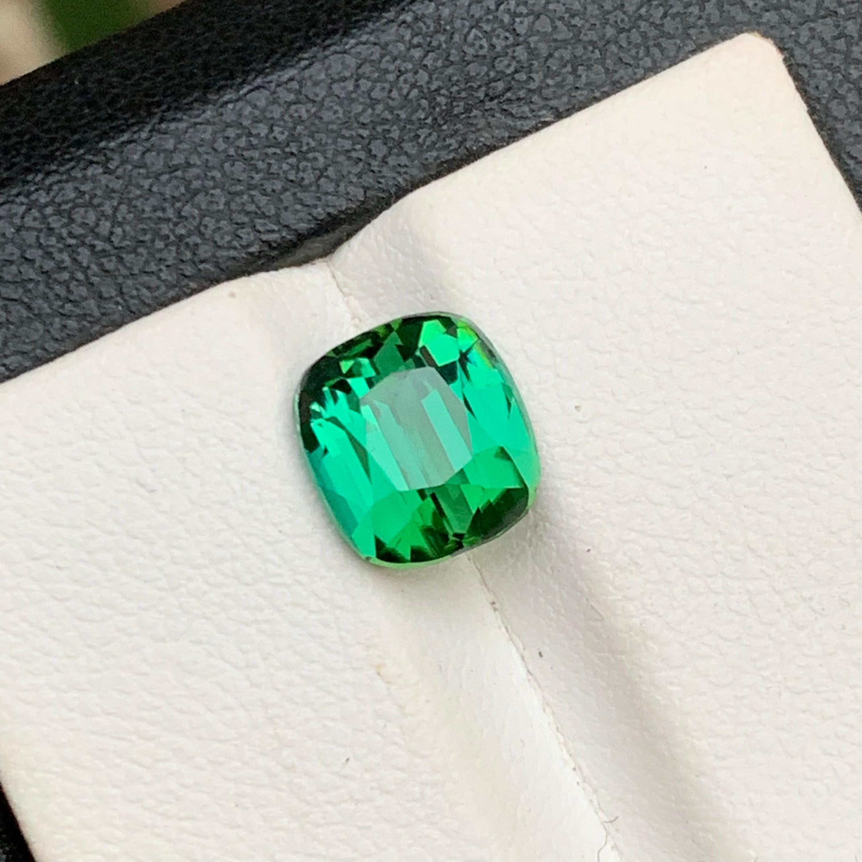 Bluish Lagoon Green Natural Tourmaline Ring Loose Gemstone 3.30 Ct Cushion Cut In New Condition For Sale In Peshawar, PK