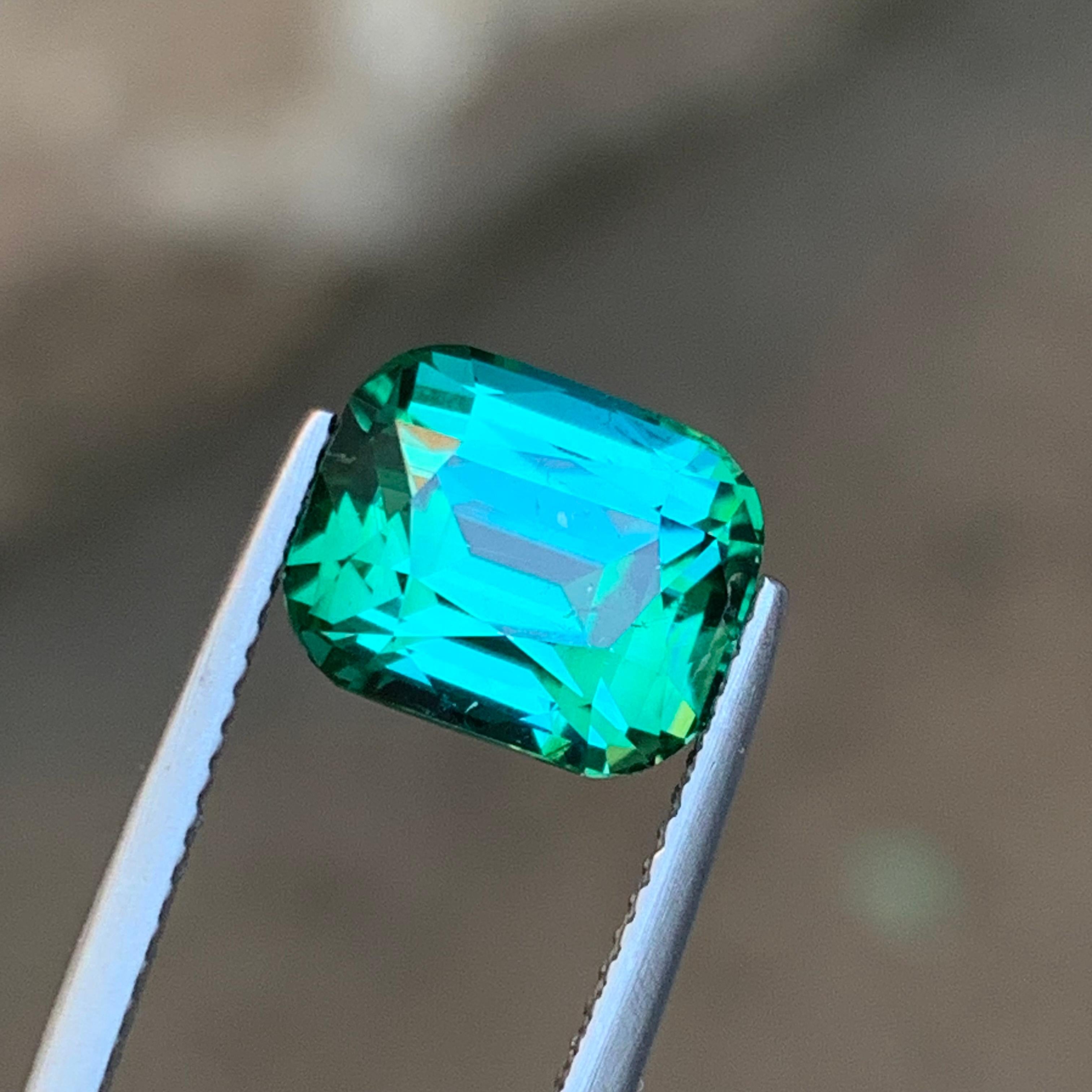 Blauer Lagunengrüner Turmalin 4,75 Karat Cushion-Schliff Natürlicher Loser Edelstein Ring im Angebot 5