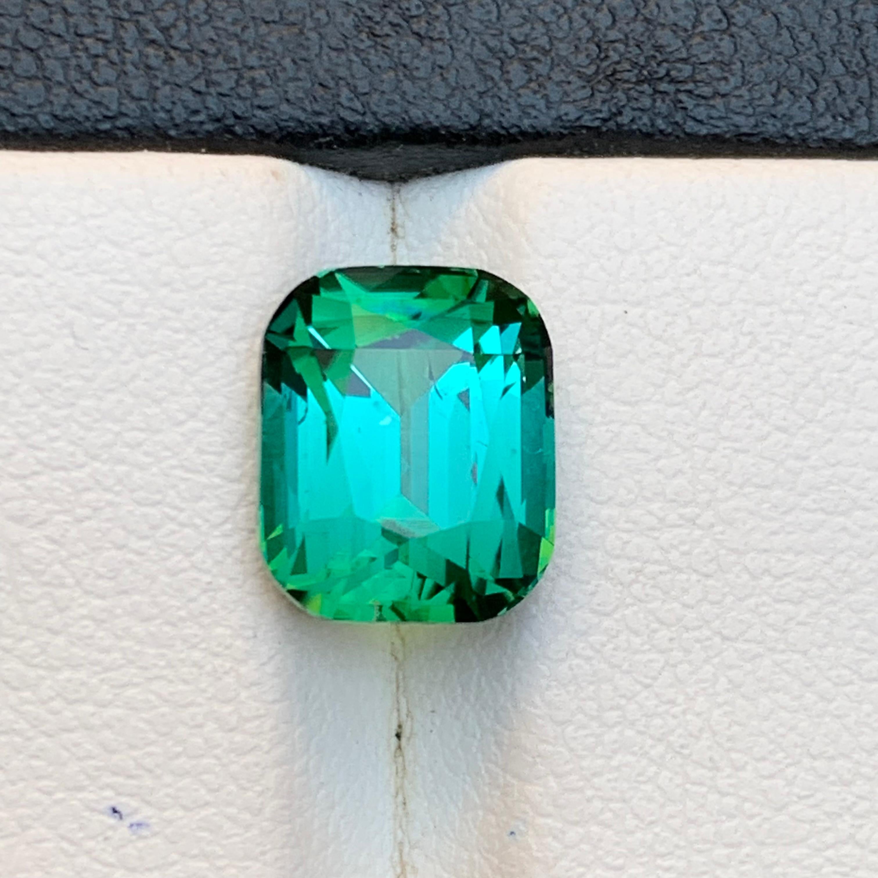 Blauer Lagunengrüner Turmalin 4,75 Karat Cushion-Schliff Natürlicher Loser Edelstein Ring im Angebot 3