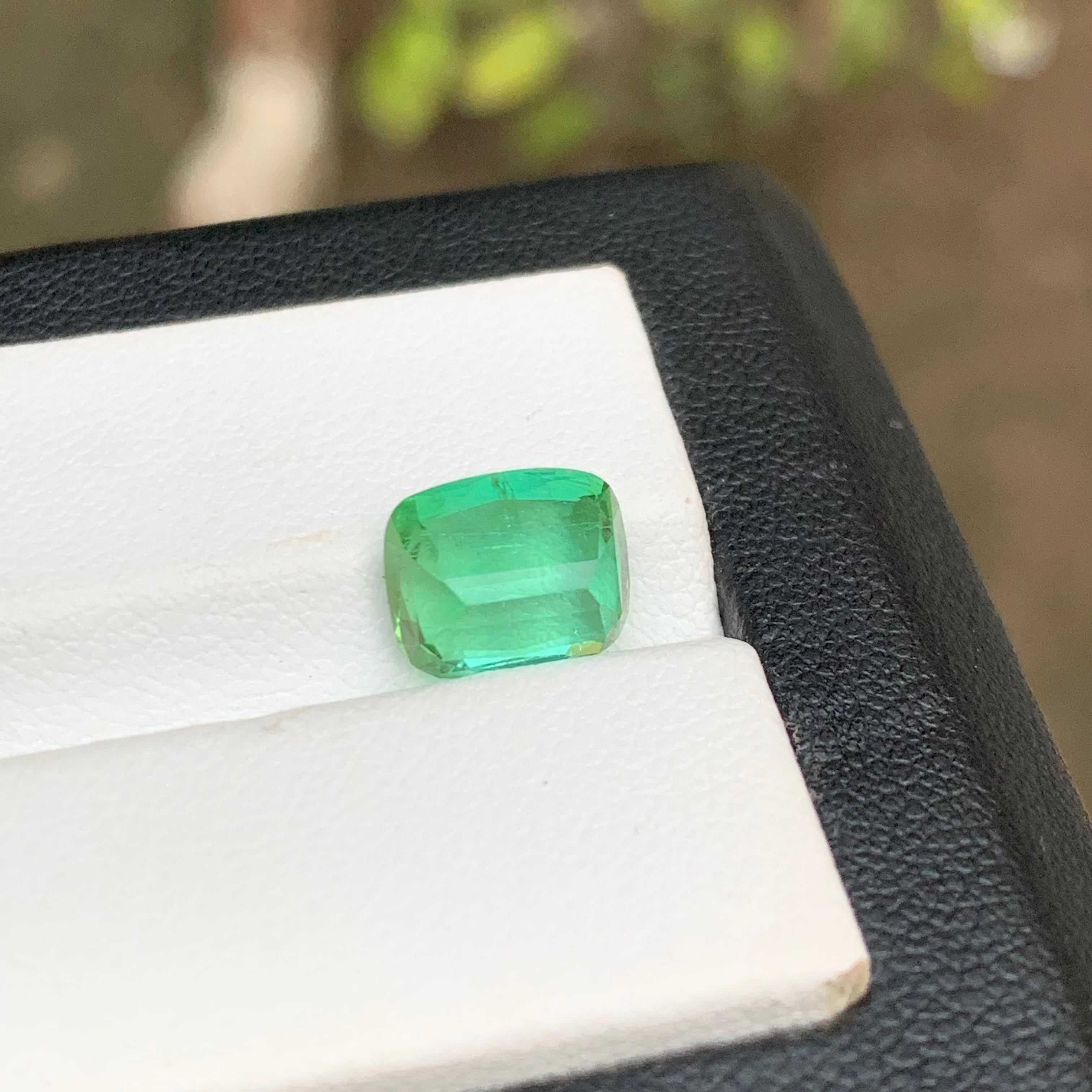 Bluish Mint Green Natural Tourmaline Ring Gemstone 2.90 Ct Cushion Cut-Jewelry For Sale 7