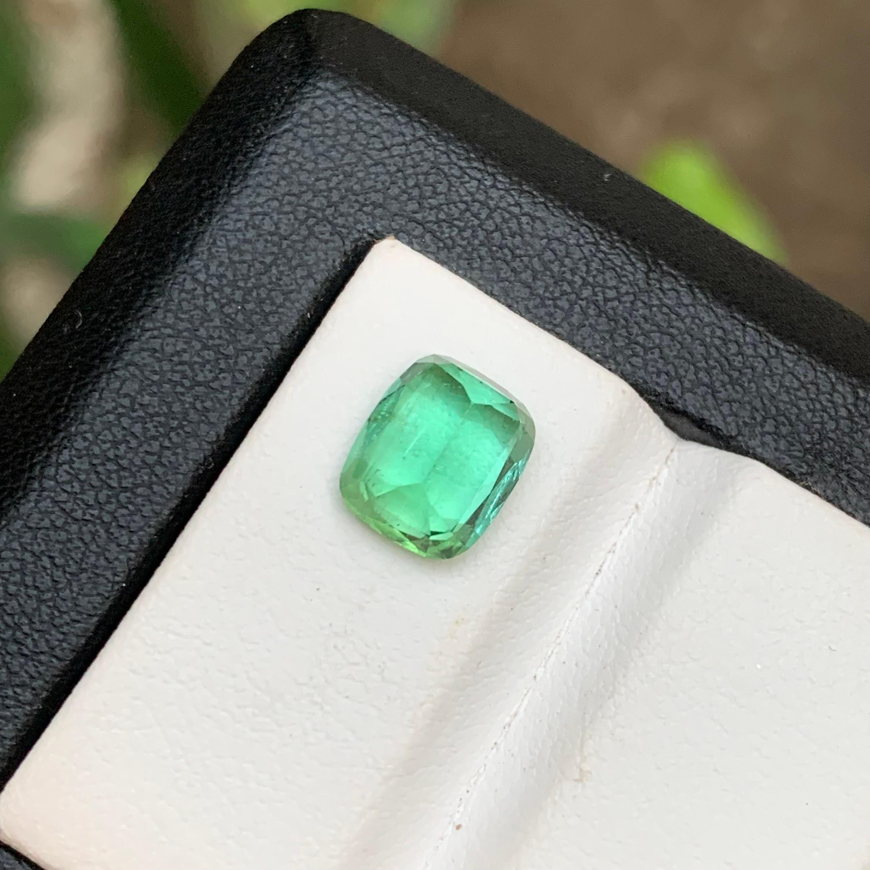 Bluish Mint Green Natural Tourmaline Ring Gemstone 2.90 Ct Cushion Cut-Jewelry For Sale 2