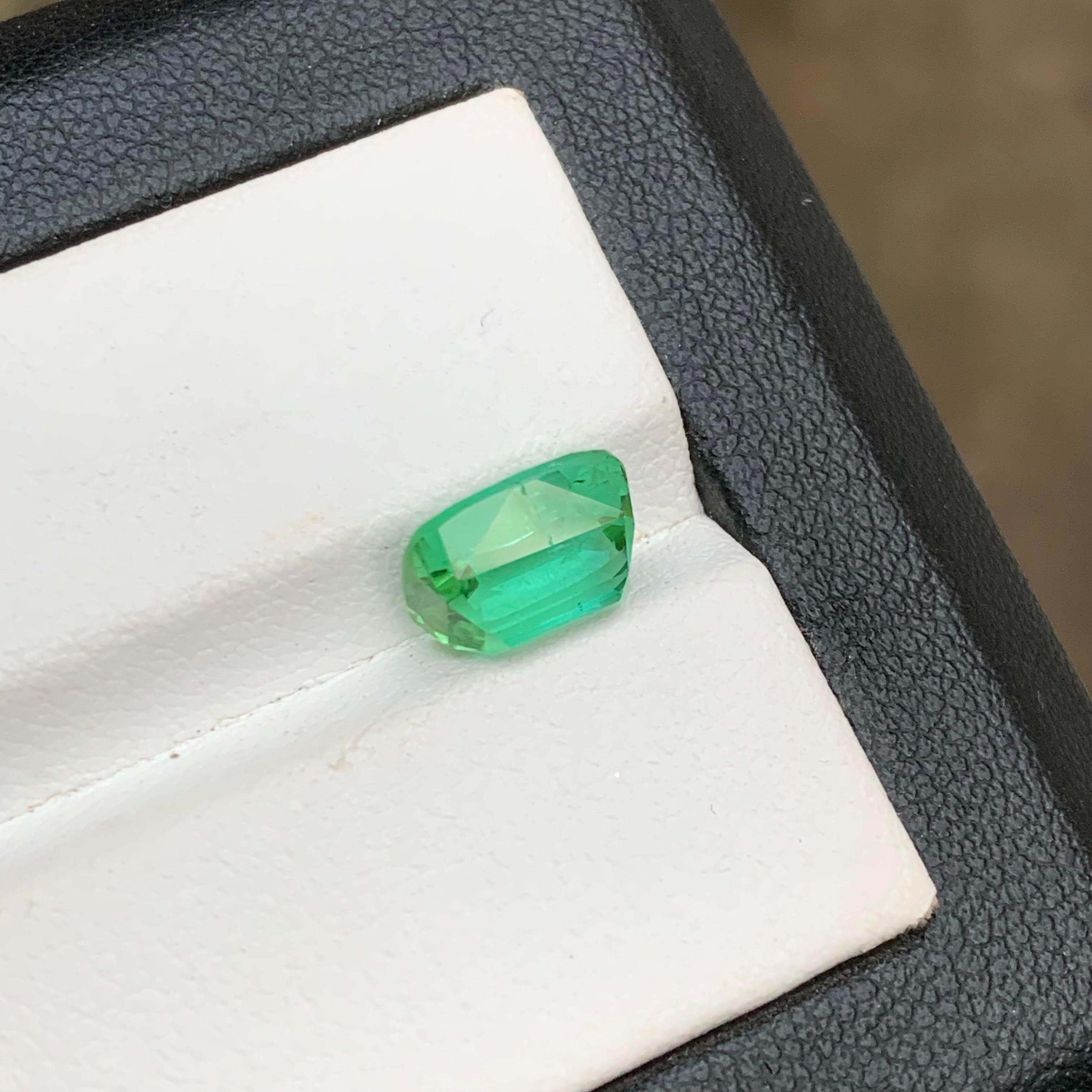 Bluish Mint Green Natural Tourmaline Ring Gemstone 2.90 Ct Cushion Cut-Jewelry For Sale 3