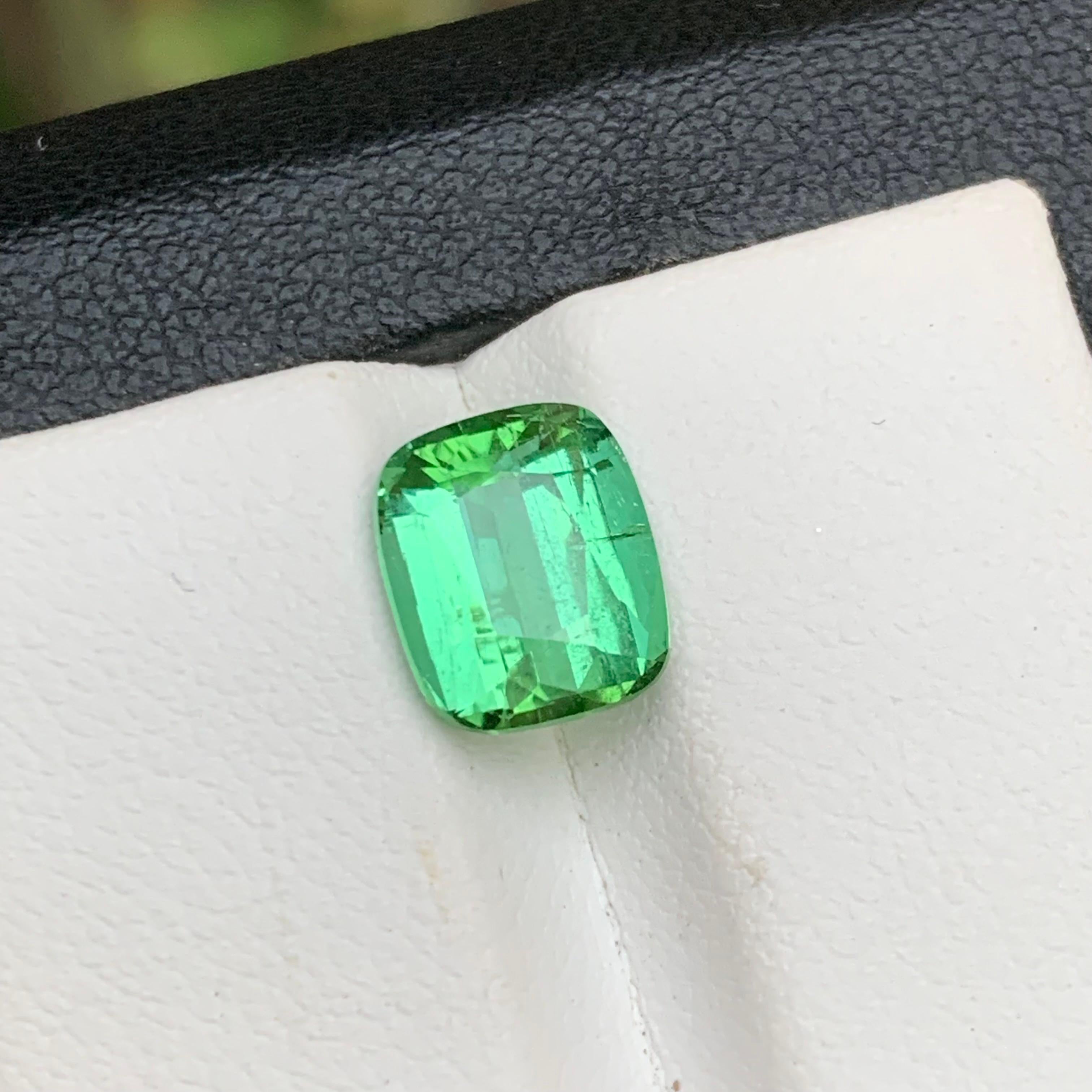 Bluish Mint Green Natural Tourmaline Ring Gemstone 2.90 Ct Cushion Cut-Jewelry For Sale 4