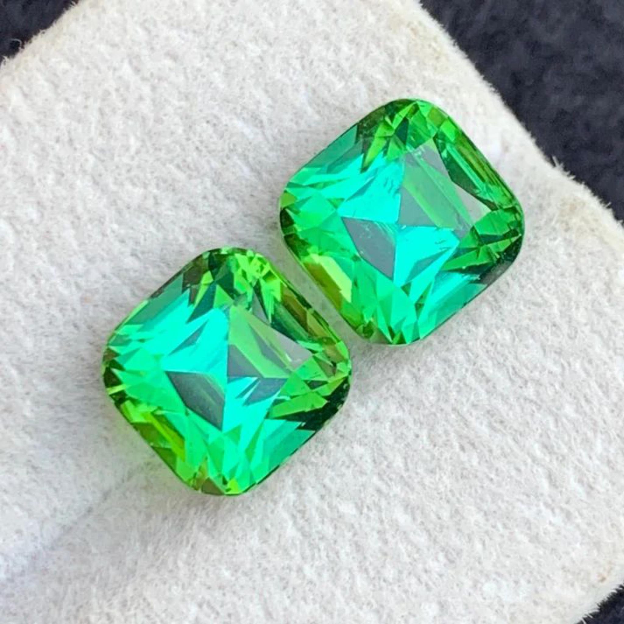 Bläulich Minzgrün Natürliche Turmalin Ohrringe Lose Edelstein Paar Set 7,75 Ct (Kissenschliff) im Angebot