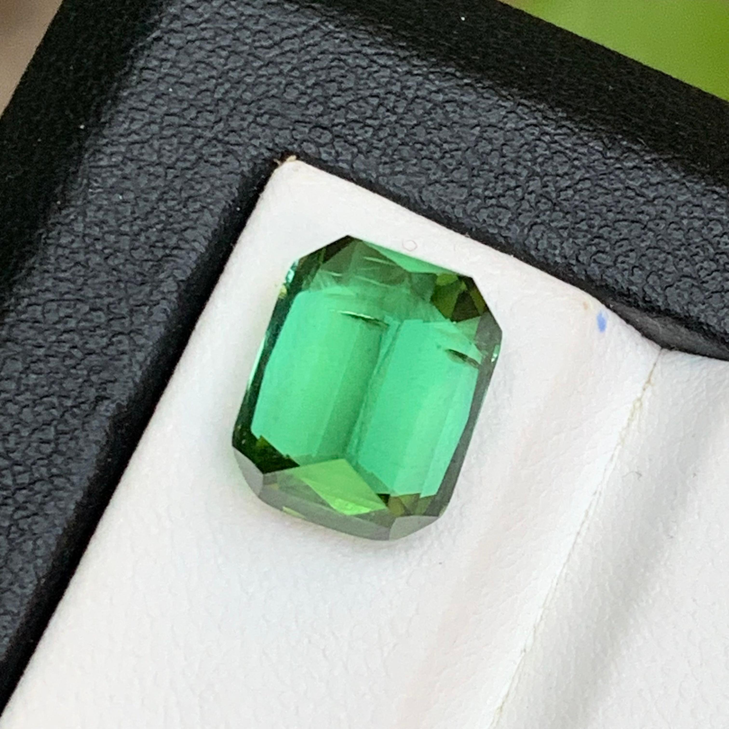Bluish Minty Green Natural Tourmaline Ring Loose Gemstone 7.60 Ct Cushion Cut For Sale 5
