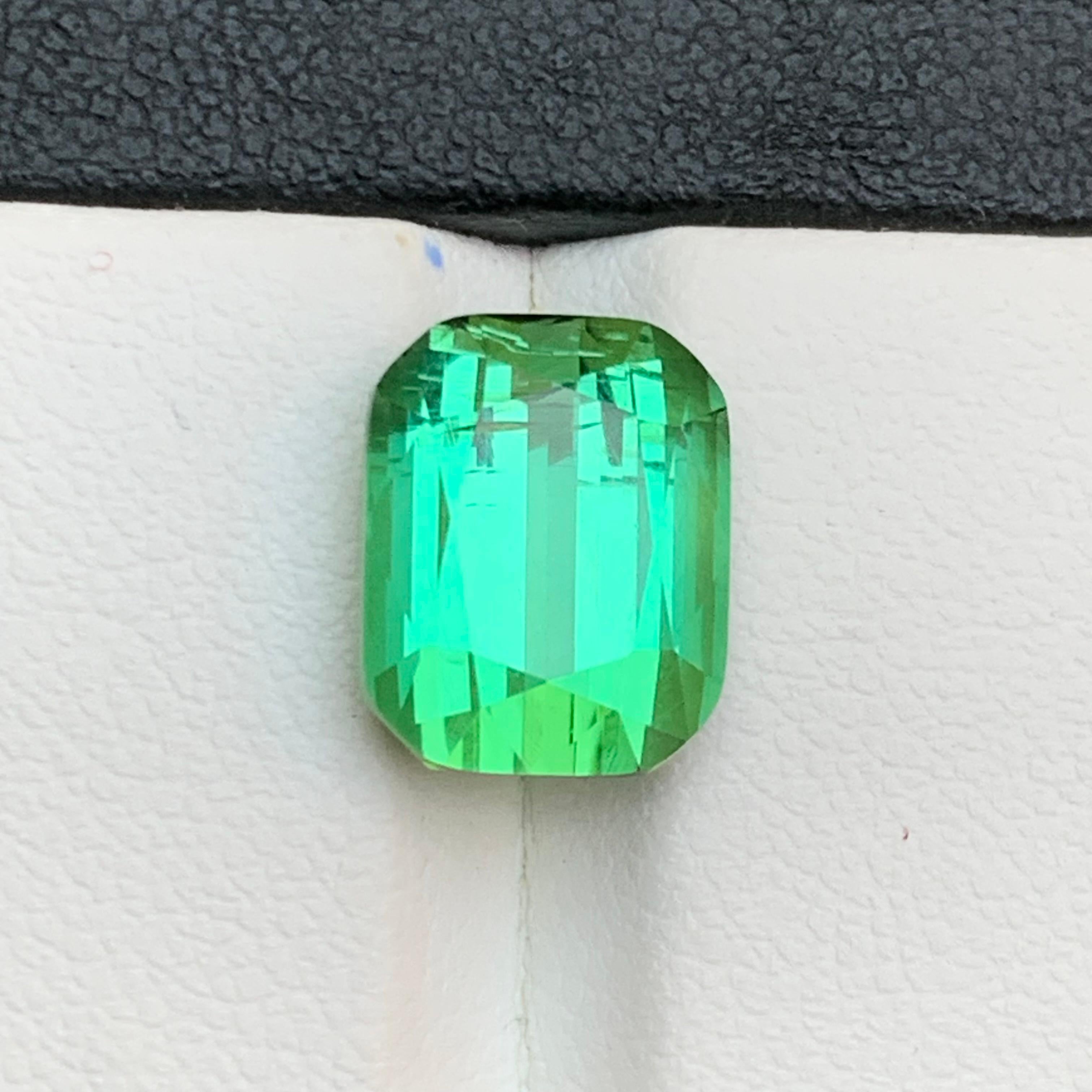 Bluish Minty Green Natural Tourmaline Ring Loose Gemstone 7.60 Ct Cushion Cut For Sale 8