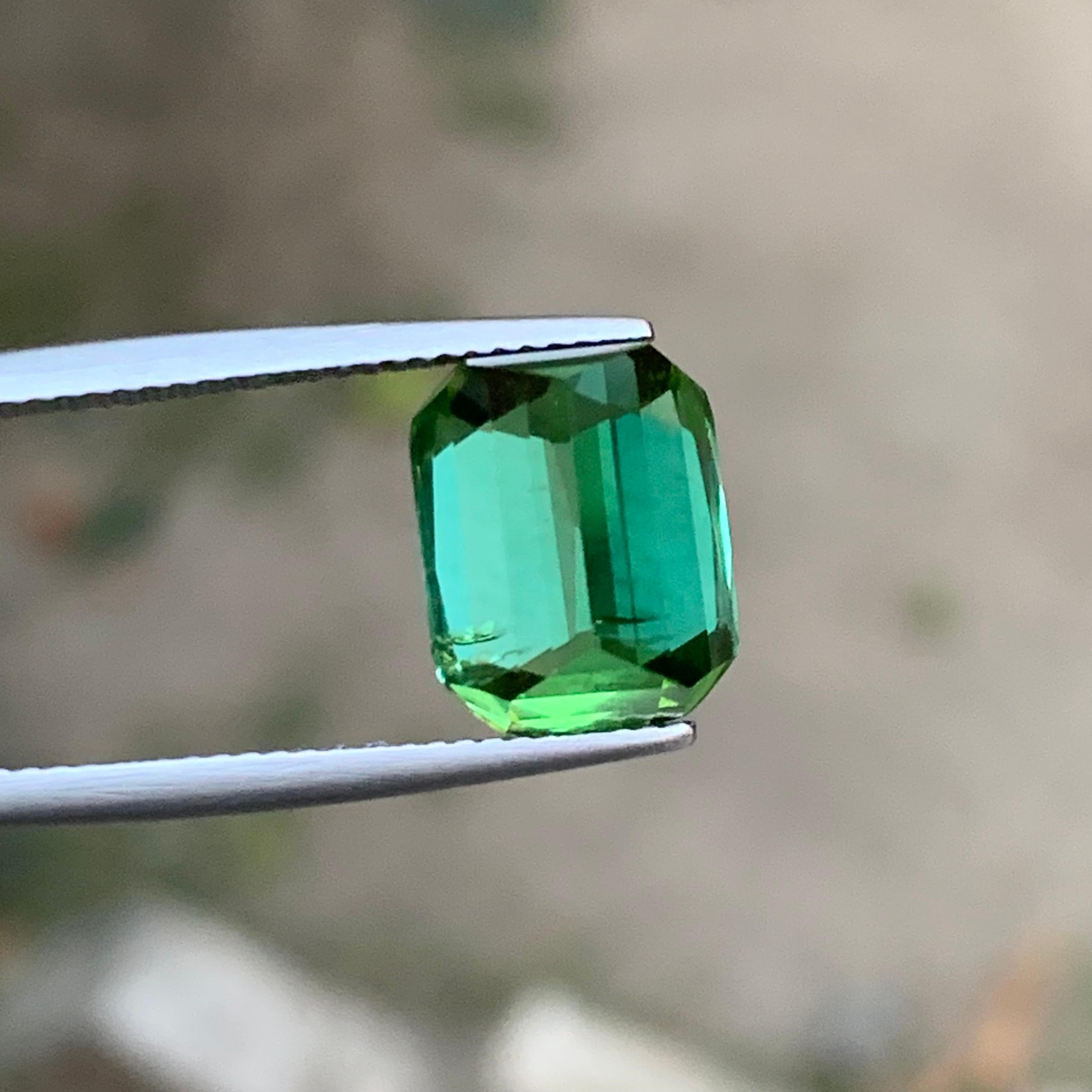 Bluish Minty Green Natural Tourmaline Ring Loose Gemstone 7.60 Ct Cushion Cut For Sale 3