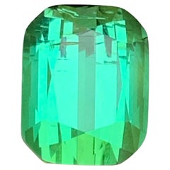 Bluish Minty Green Natural Tourmaline Ring Loose Gemstone 7.60 Ct Cushion Cut