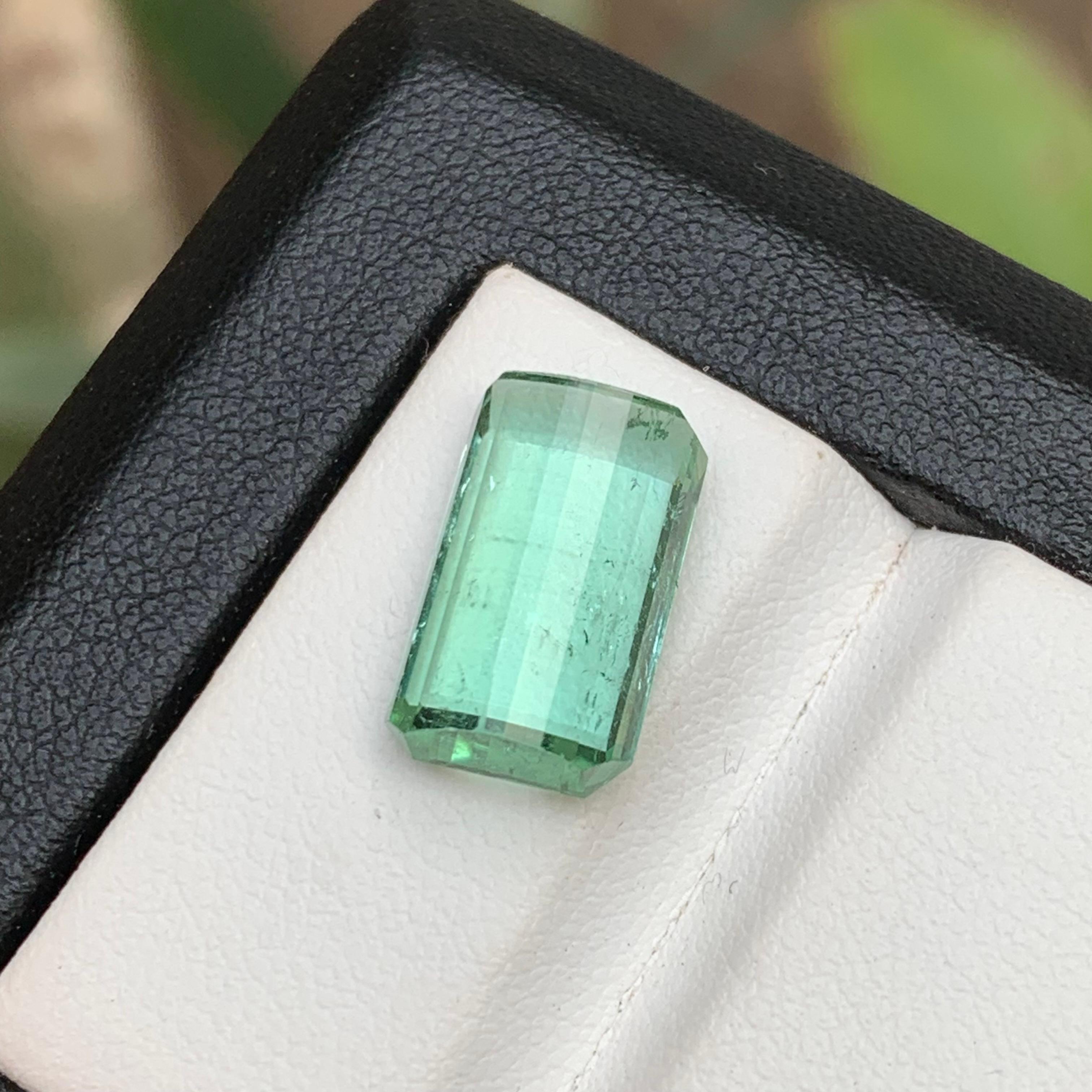 Bluish Neon Green Natural Tourmaline Ring, Pendant Loose Gemstone 6.95 Ct-Jewel For Sale 5