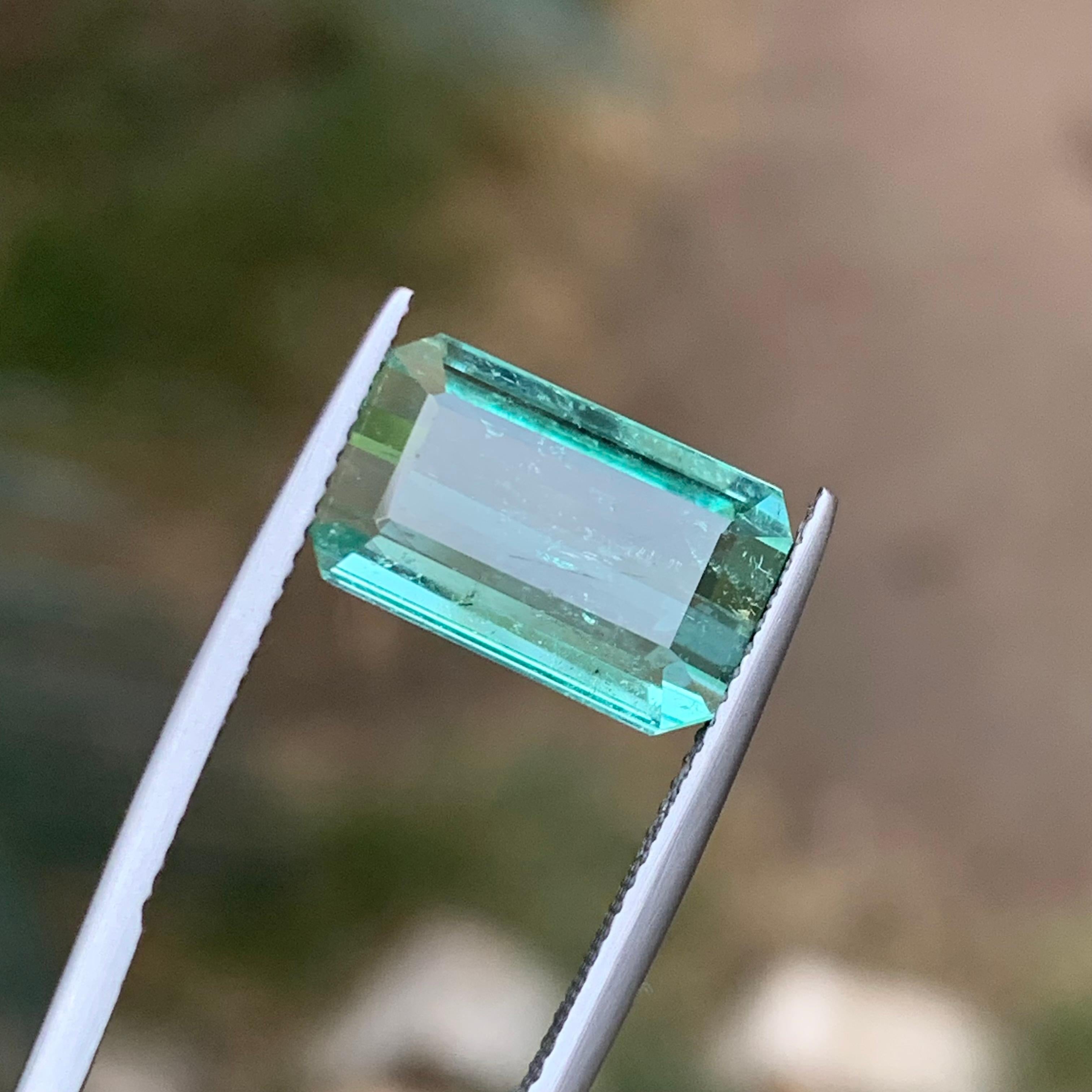 Bluish Neon Green Natural Tourmaline Ring, Pendant Loose Gemstone 6.95 Ct-Jewel For Sale 2