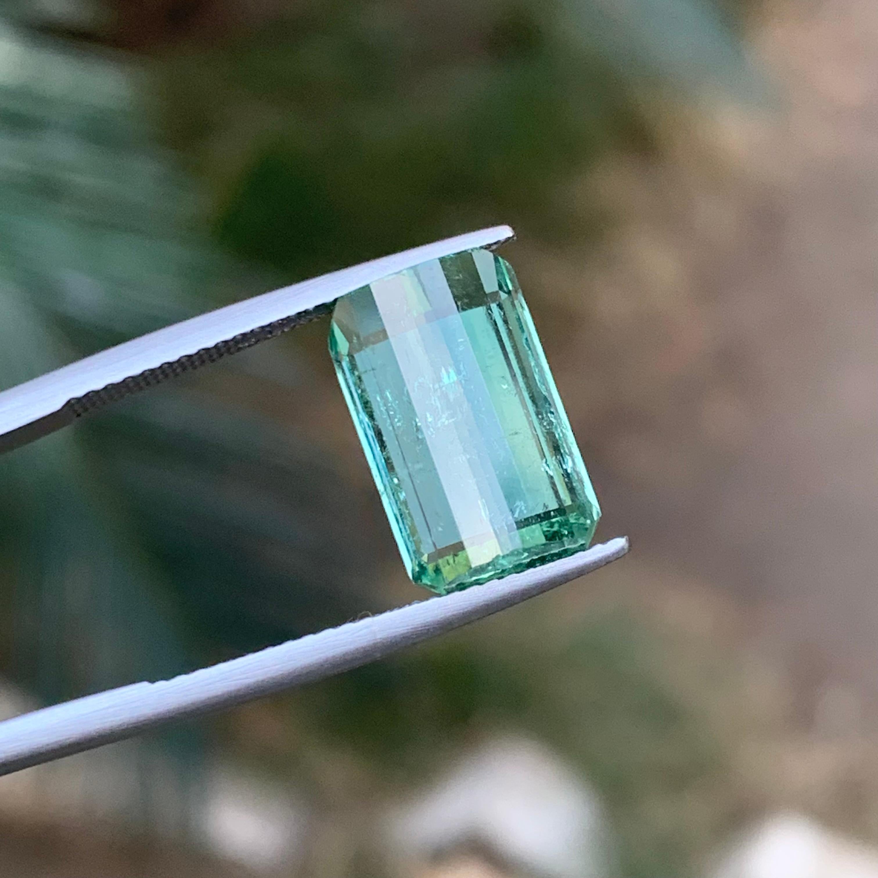 Bluish Neon Green Natural Tourmaline Ring, Pendant Loose Gemstone 6.95 Ct-Jewel For Sale 3