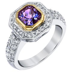 Bluish Purple Spinel and Diamond Cocktail Ring in 18k White and Yellow Gold