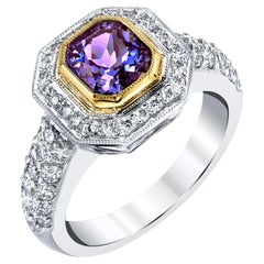 Bluish Purple Spinel and Diamond Cocktail Ring in 18k White and Yellow Gold