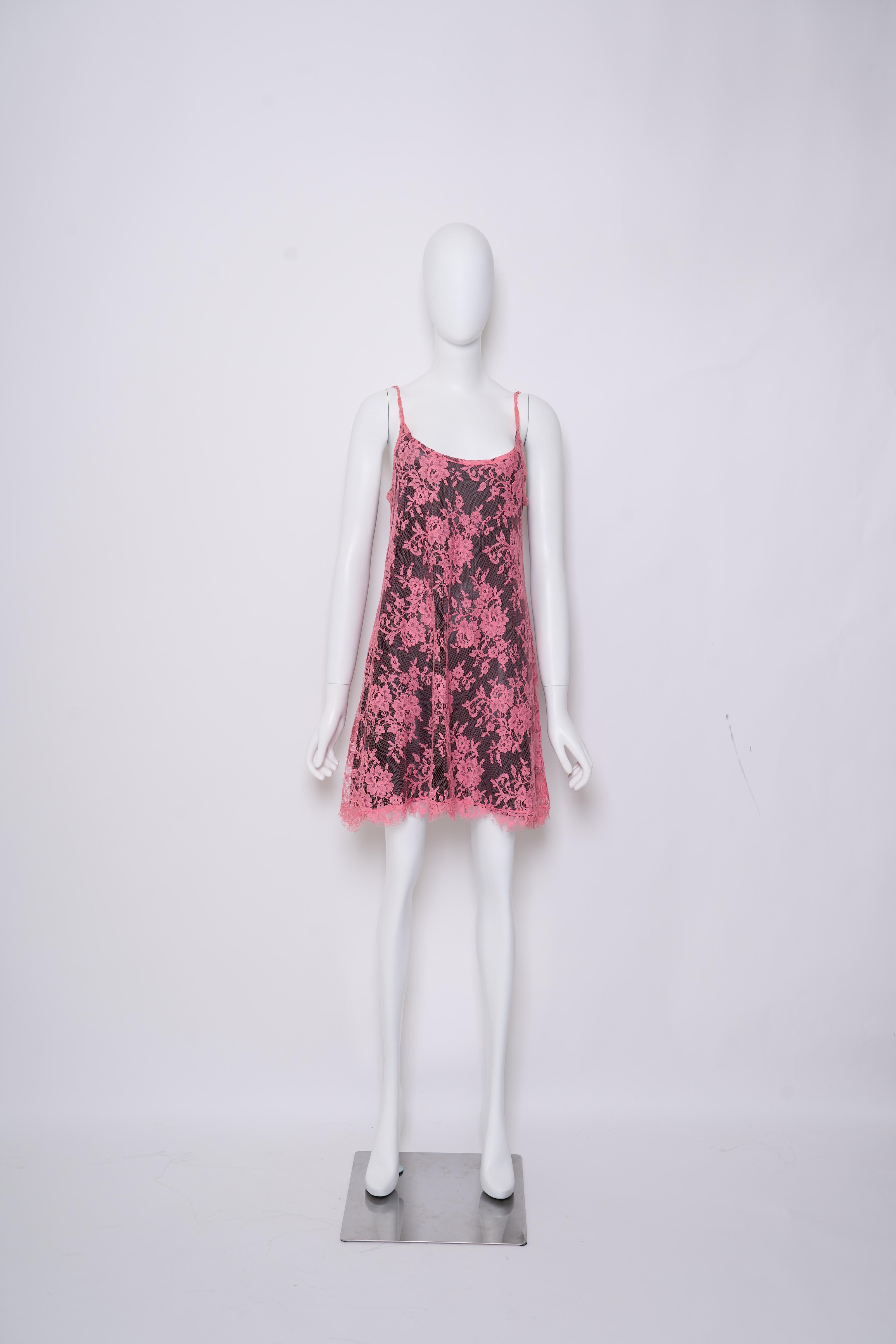 Blumarine 90s Pink Lace Slip Dress 3