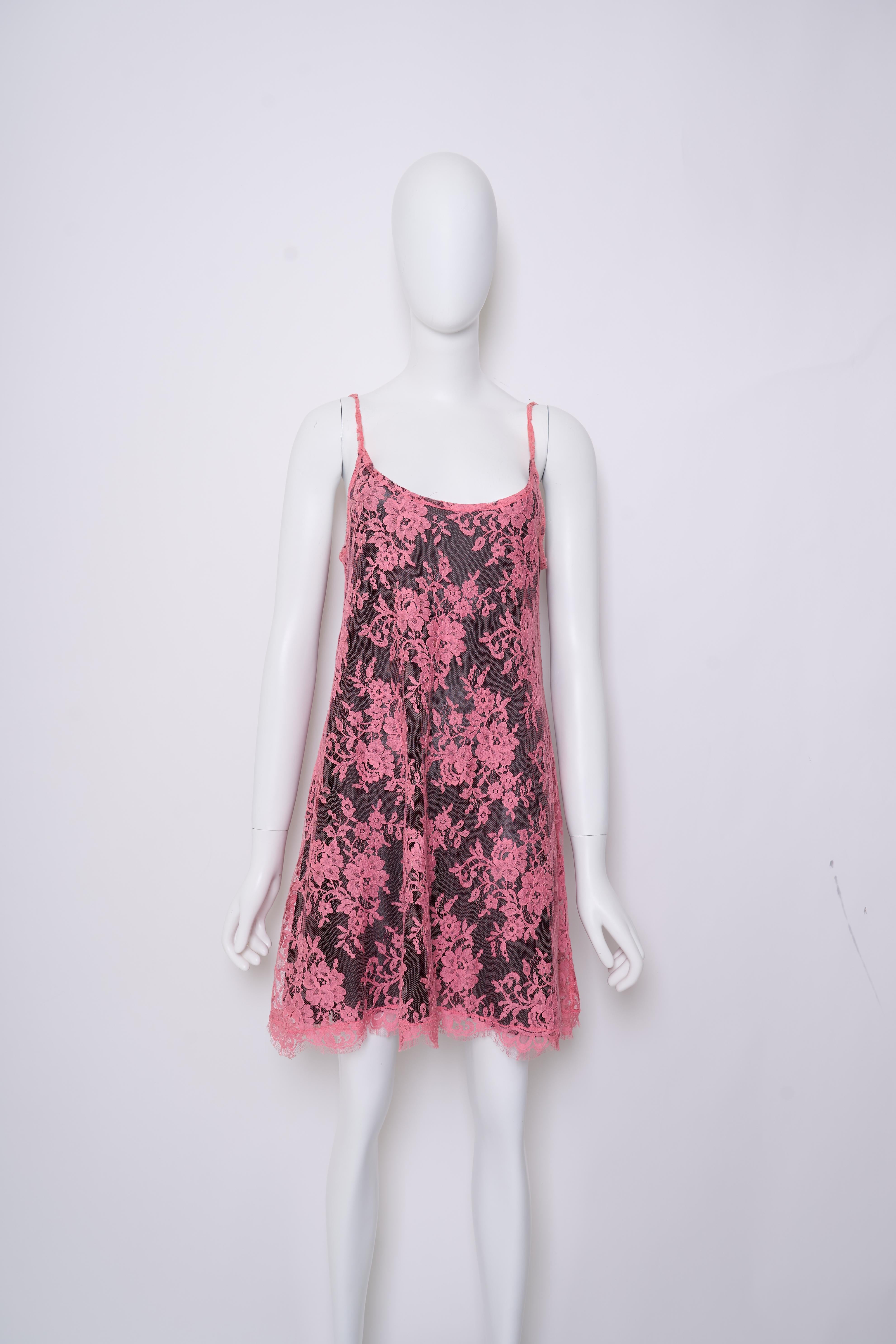 Blumarine 90s Pink Lace Slip Dress 4