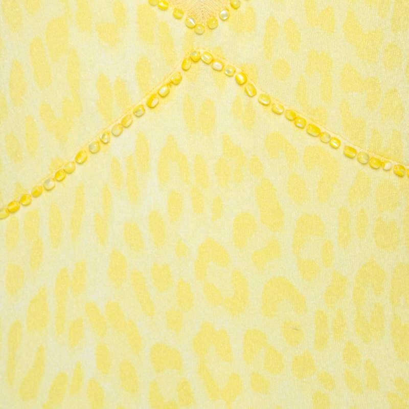 Blumarine Animal Patterned Jacquard Bead Embellished Backless Halter Top M In Good Condition In Dubai, Al Qouz 2