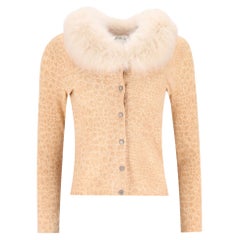 Blumarine Animal Print Fur Trimmed Cardigan