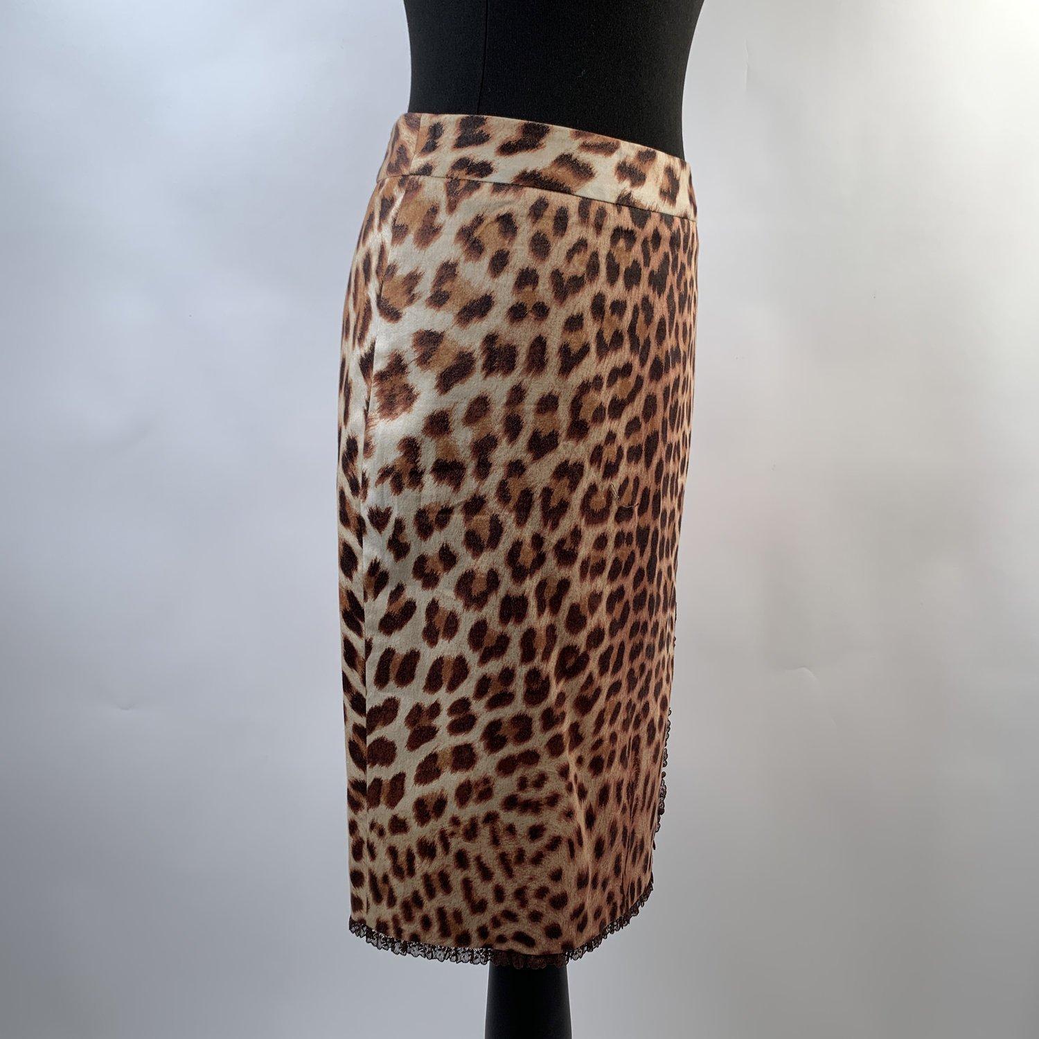 Brown Blumarine Animalier Leopard Print Pencil Skirt Size 42