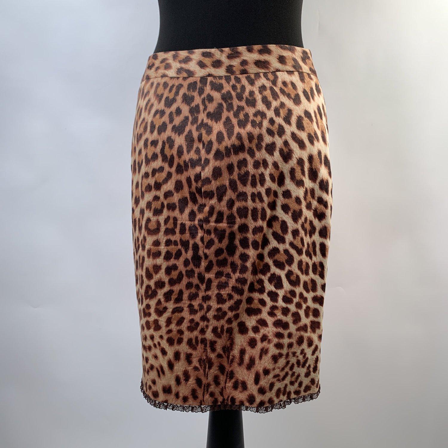Women's Blumarine Animalier Leopard Print Pencil Skirt Size 42