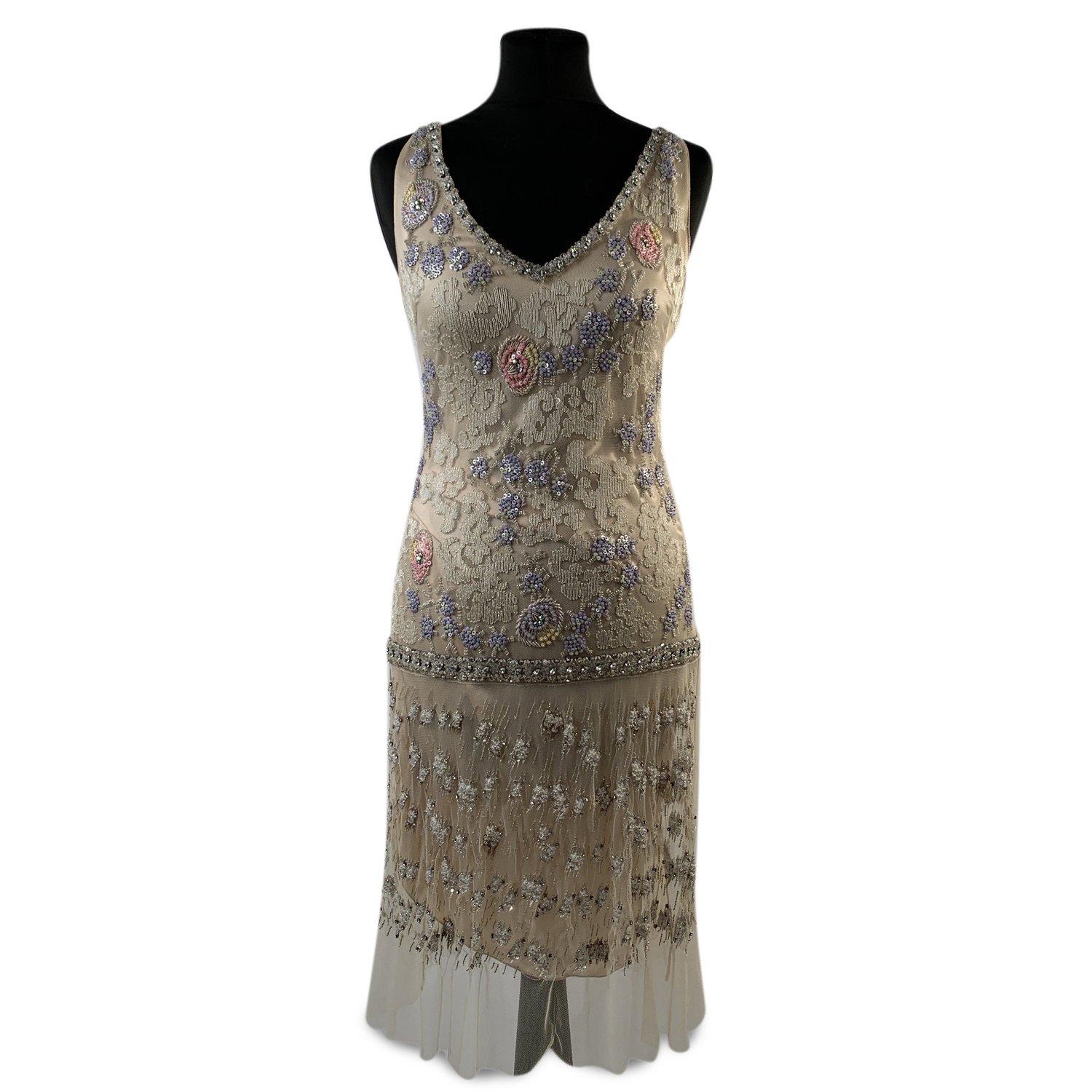 Blumarine Beige Beaded Midi Embellished Dress Set with Jacket 1
