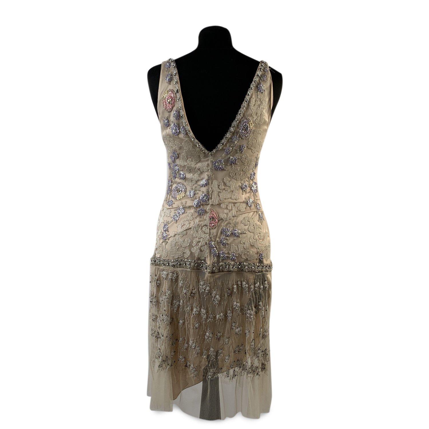 Blumarine Beige Beaded Midi Embellished Dress Set with Jacket 2