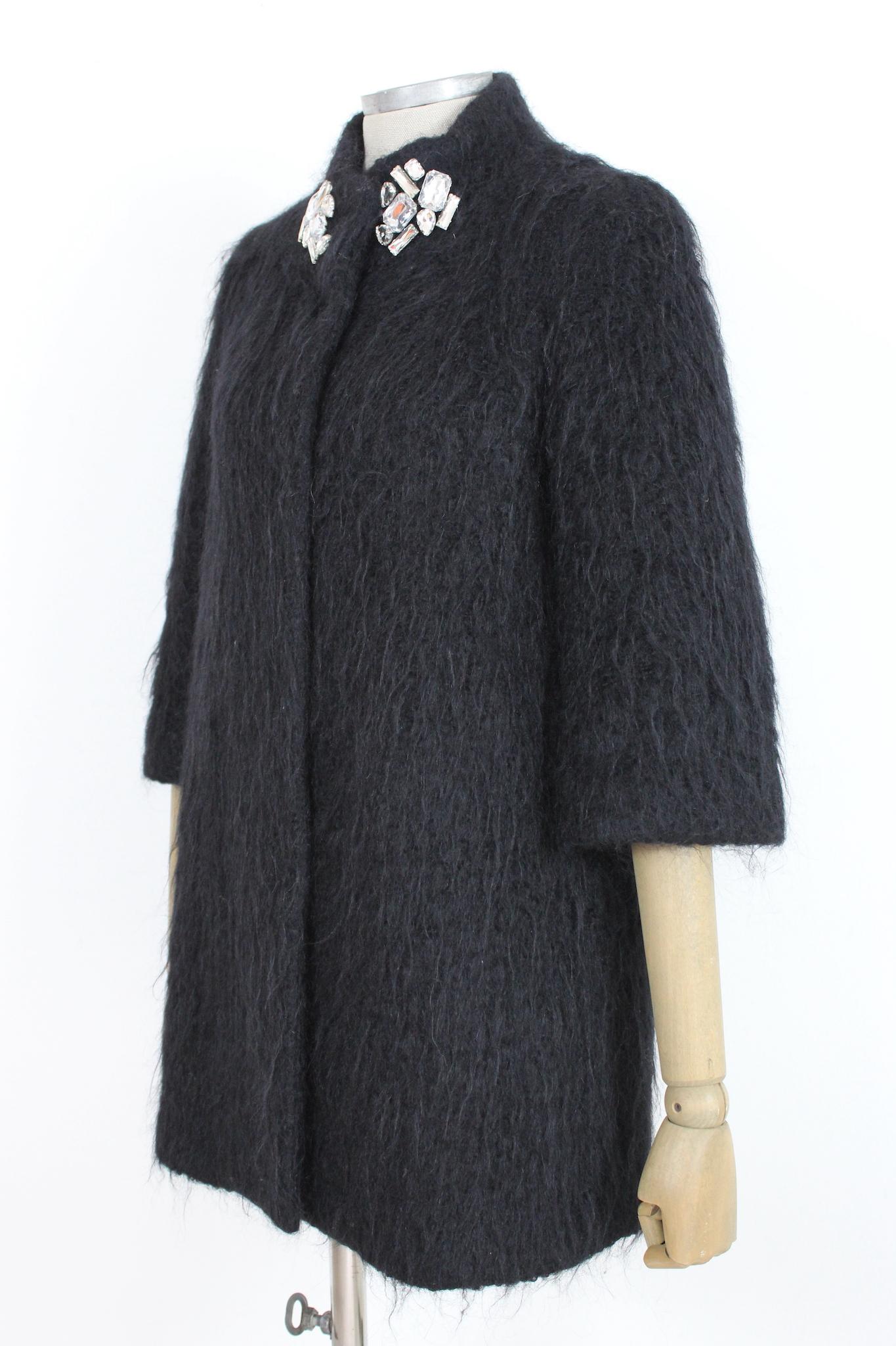 Blumarine Black Alpaca Wool Evening Coat 1