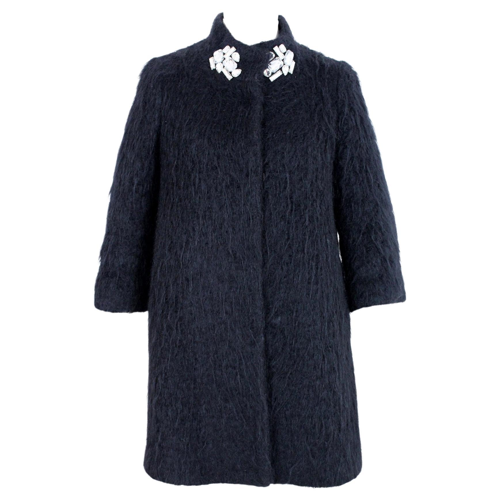 Blumarine Black Alpaca Wool Evening Coat